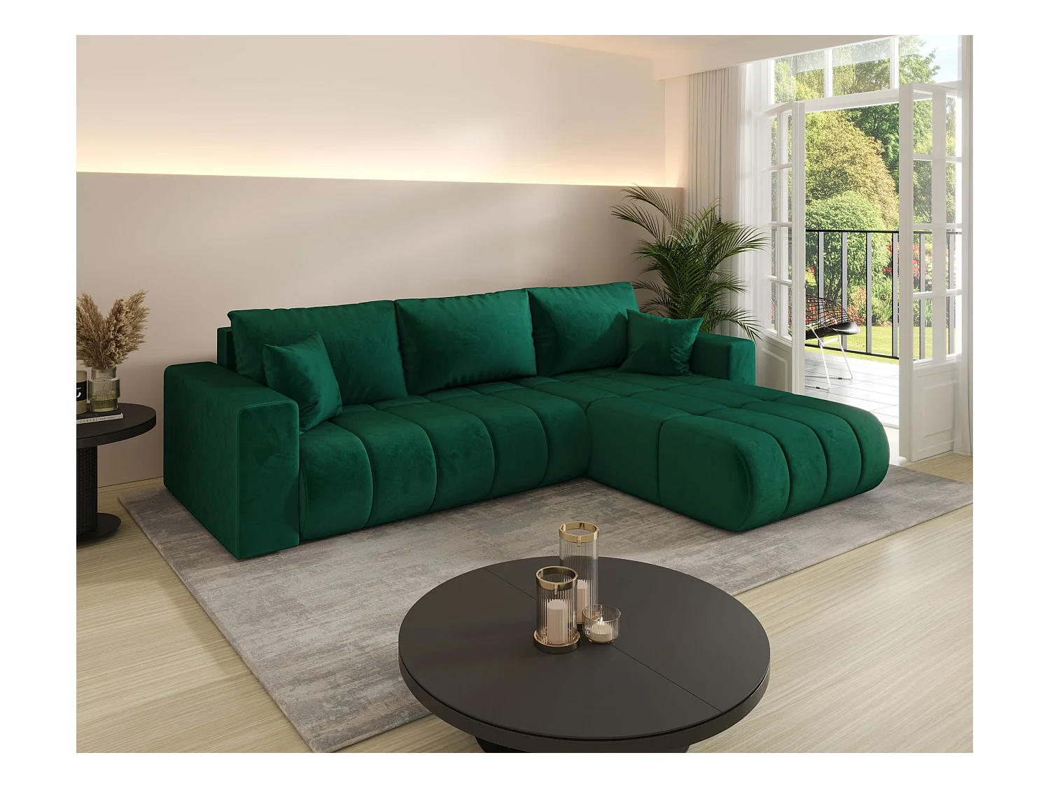 Canapé d’angle BEDANTE MILO PREMIUM L Monolith 37 avec fonction de couchage côté droit