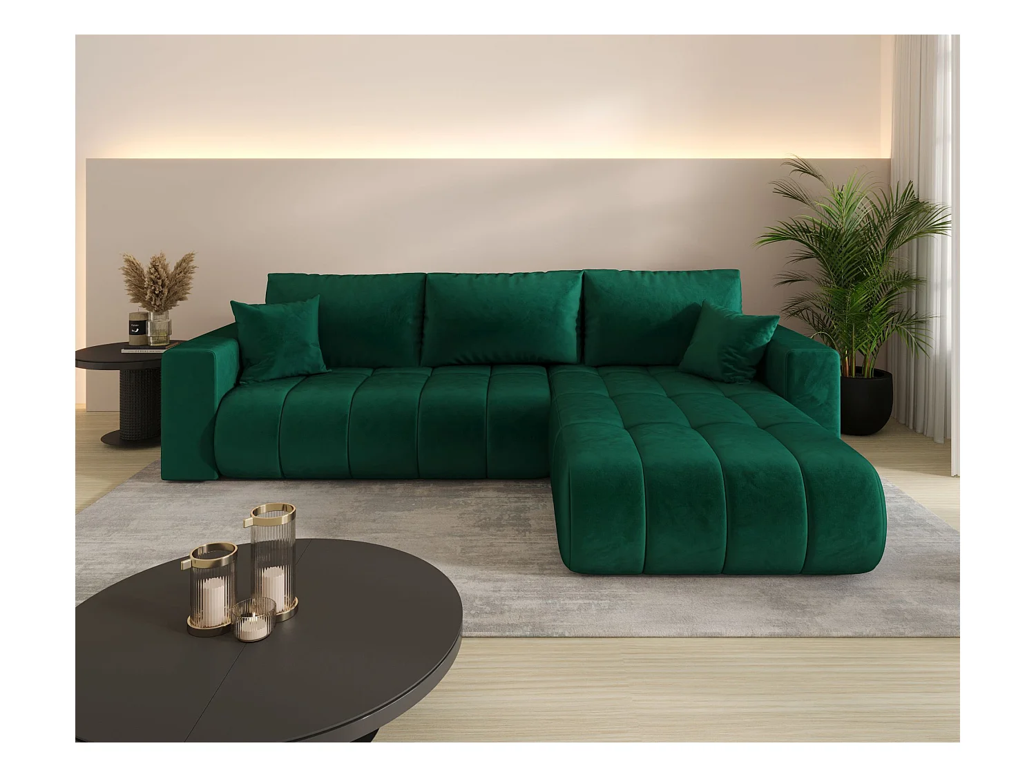 Canapé d’angle BEDANTE MILO PREMIUM L Monolith 37 avec fonction de couchage côté droit