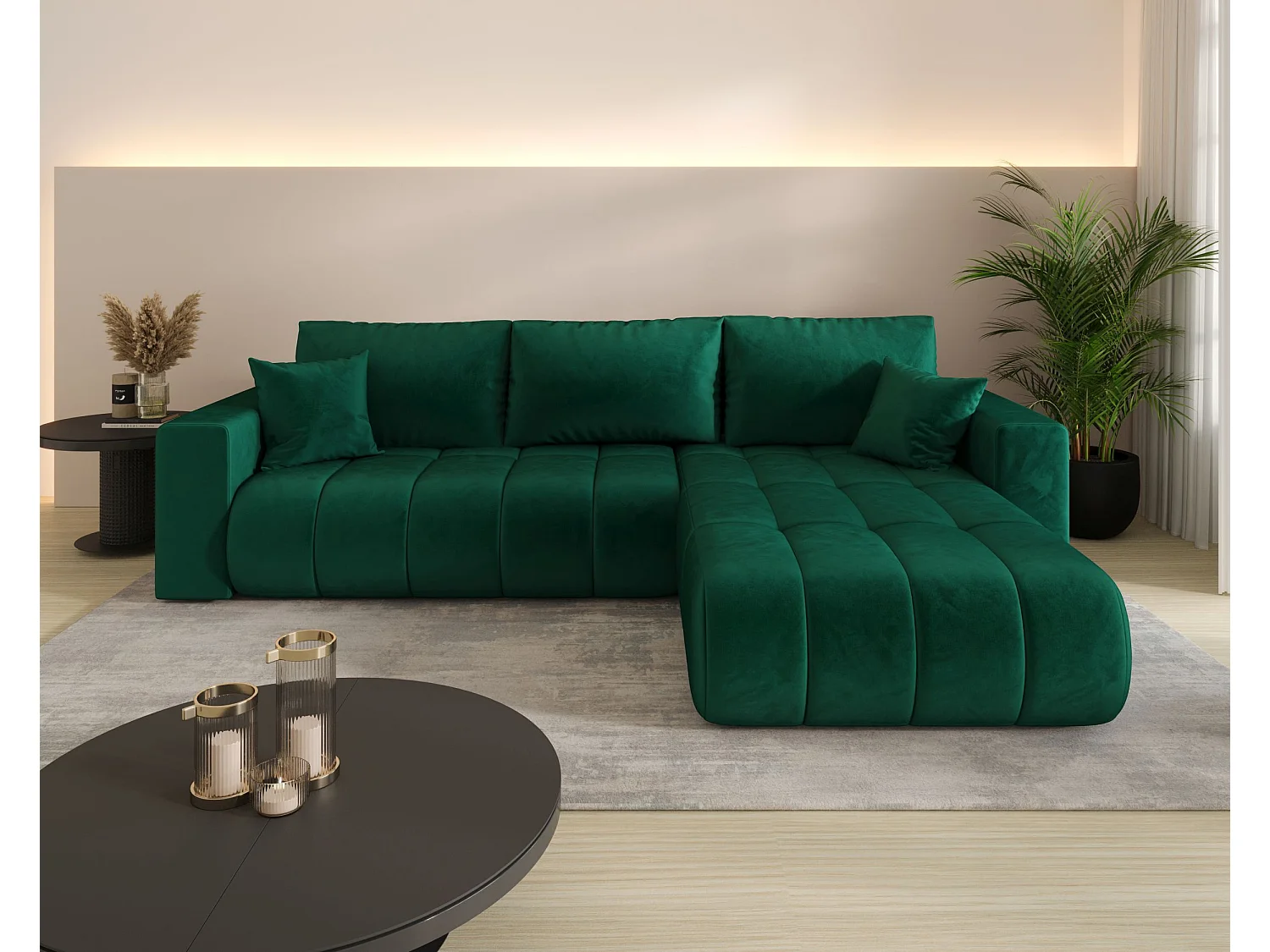 BEDANTE Hoekbank met slaapfunctie MILO PREMIUM L Monolith 37 Rechterkant