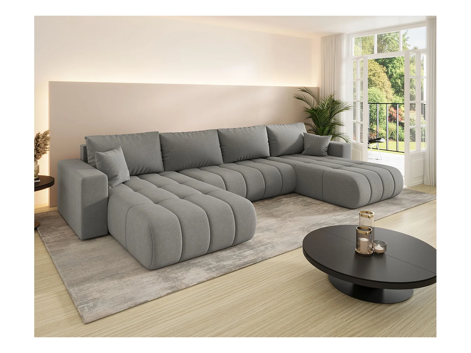 Canapé d’angle BEDANTE avec fonction de couchage MILO U PREMIUM Wind 90