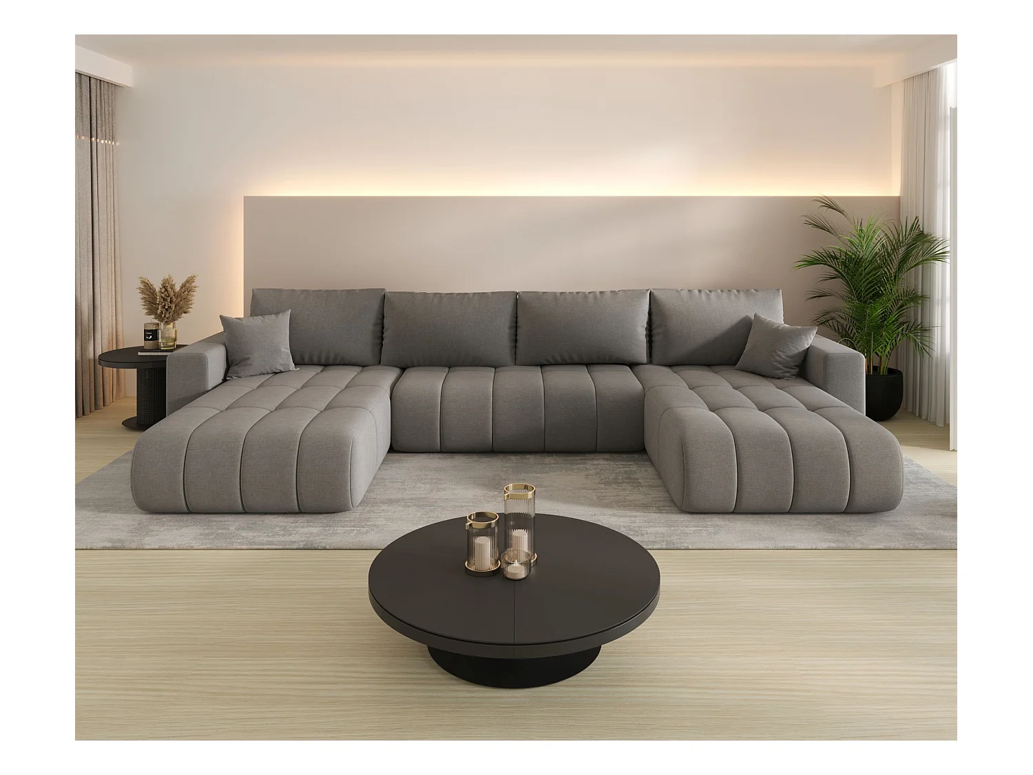 Canapé d’angle BEDANTE avec fonction de couchage MILO U PREMIUM Wind 90