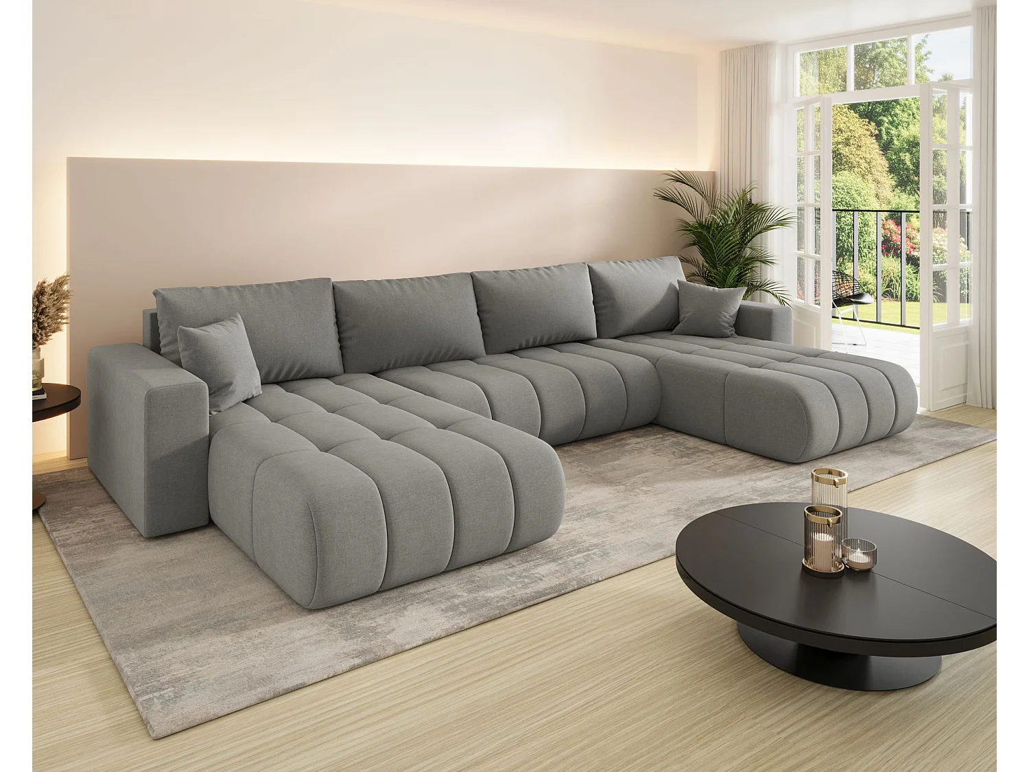 BEDANTE Ecksofa mit Schlaffunktion MILO U PREMIUM Wind 90