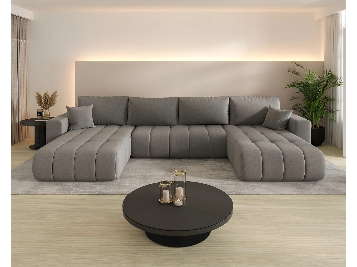 BEDANTE Ecksofa mit Schlaffunktion MILO U PREMIUM Wind 90