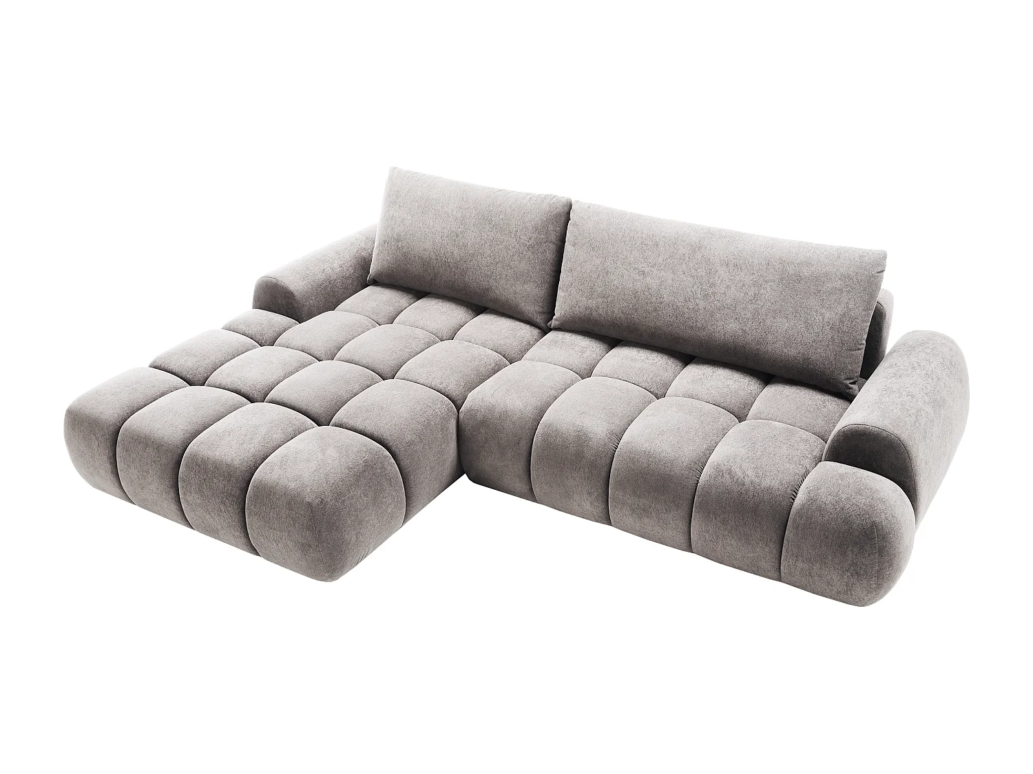 Emporius Valerio Ecksofa 280 cm - Schlafsofa mit Bettkasten, Links - Samt Hellgrau (Gobi 16)