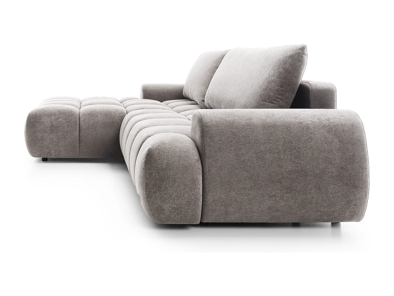 Emporius Valerio Ecksofa 280 cm - Schlafsofa mit Bettkasten, Links - Samt Hellgrau (Gobi 16)
