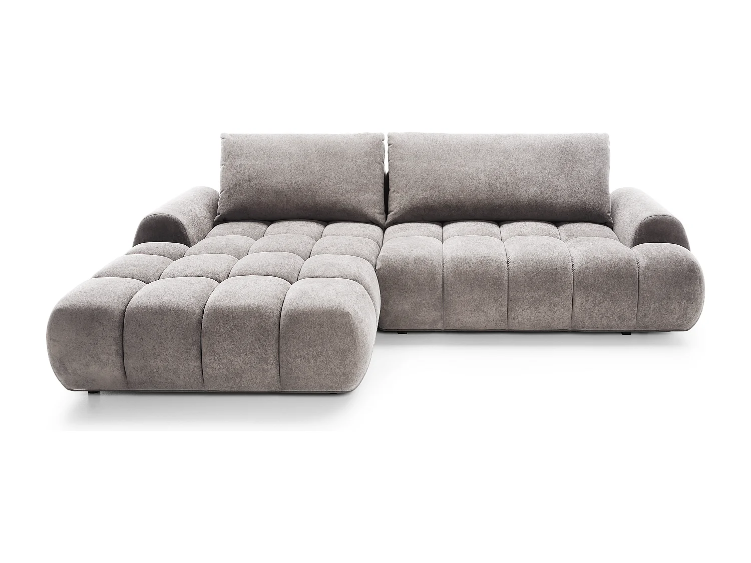 Emporius Valerio Ecksofa 280 cm - Schlafsofa mit Bettkasten, Links - Samt Hellgrau (Gobi 16)