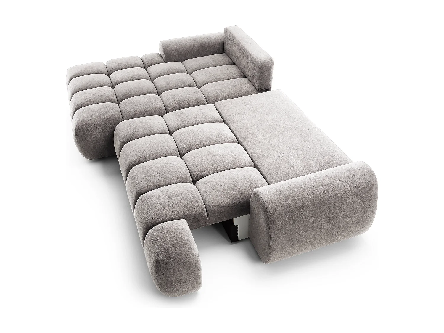 Emporius Valerio Ecksofa 280 cm - Schlafsofa mit Bettkasten, Links - Samt Hellgrau (Gobi 16)