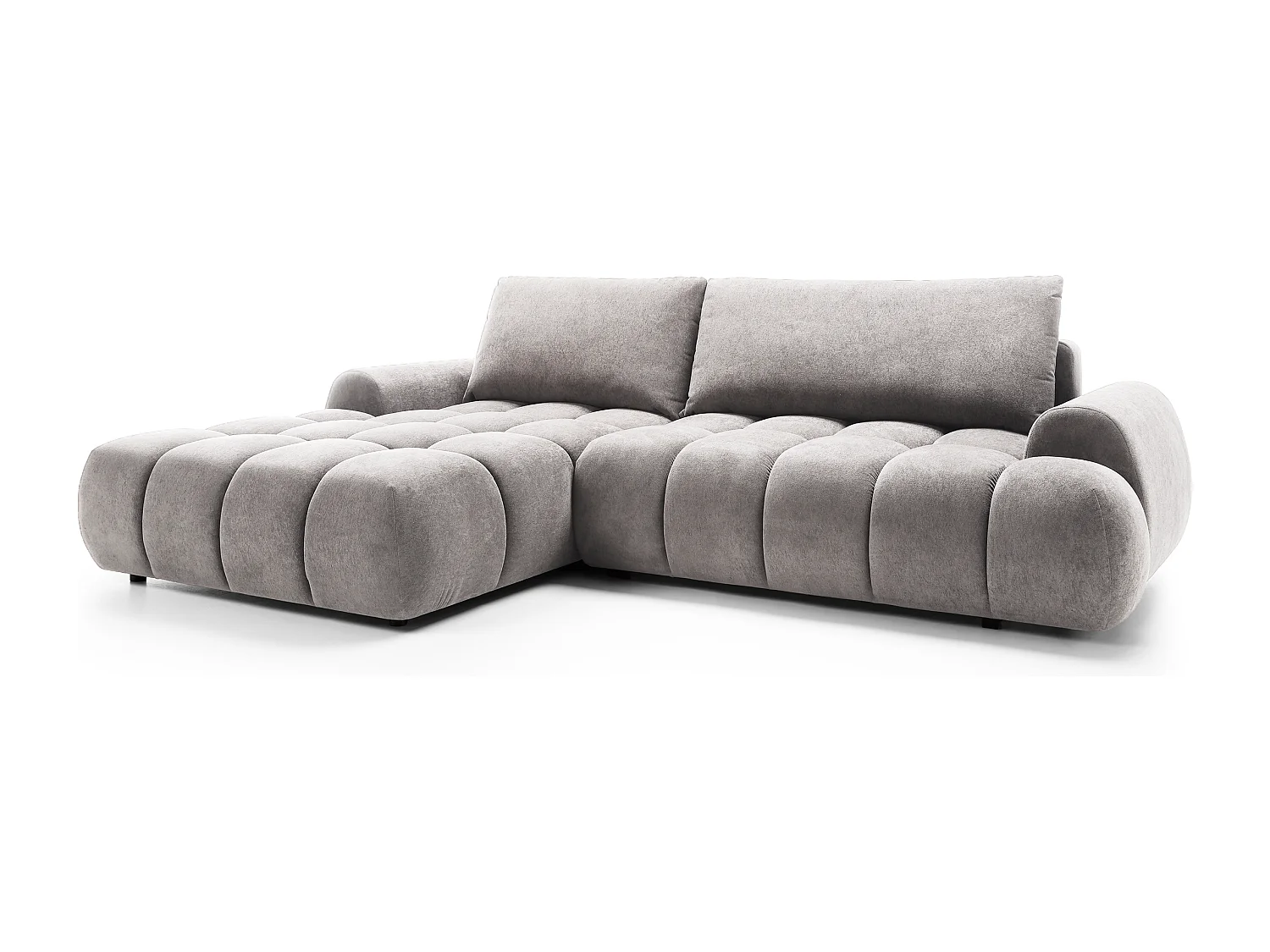 Emporius Valerio Canapé d'angle 280 cm - Canapé Convertible, Gauche - Velours Gris clair (Gobi 16)