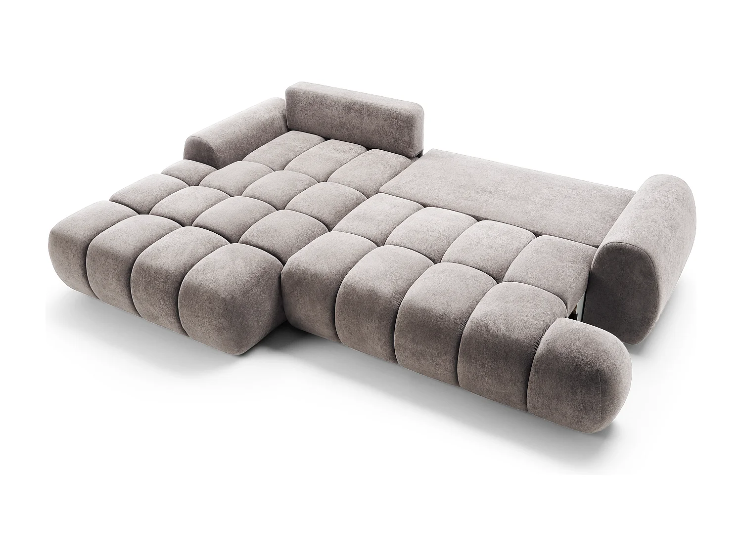Emporius Valerio Canapé d'angle 280 cm - Canapé Convertible, Gauche - Velours Gris clair (Gobi 16)