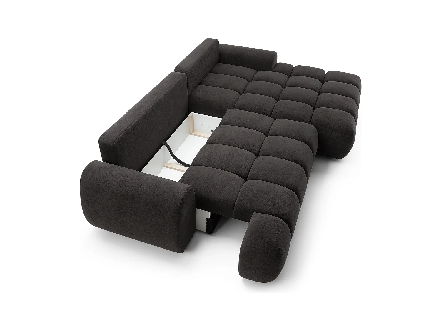 Emporius Valerio Ecksofa 280 cm - Schlafsofa mit Bettkasten, Rechts - Samt Schwarz (Gobi 18)