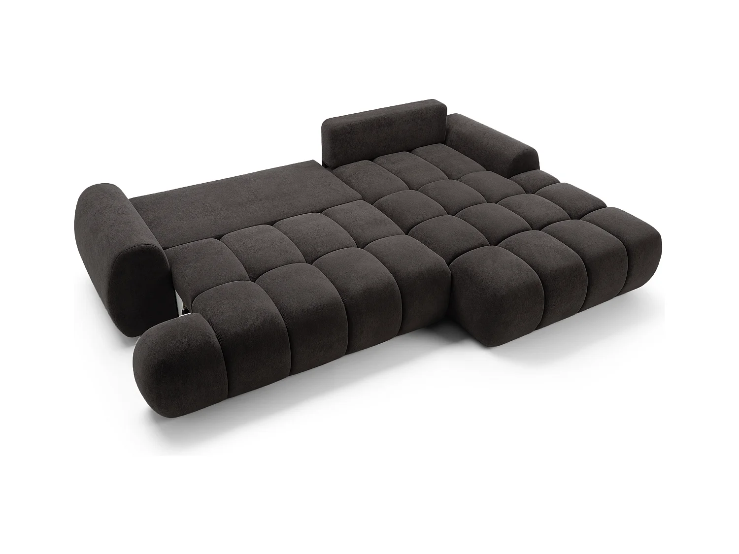 Emporius Valerio Ecksofa 280 cm - Schlafsofa mit Bettkasten, Rechts - Samt Schwarz (Gobi 18)