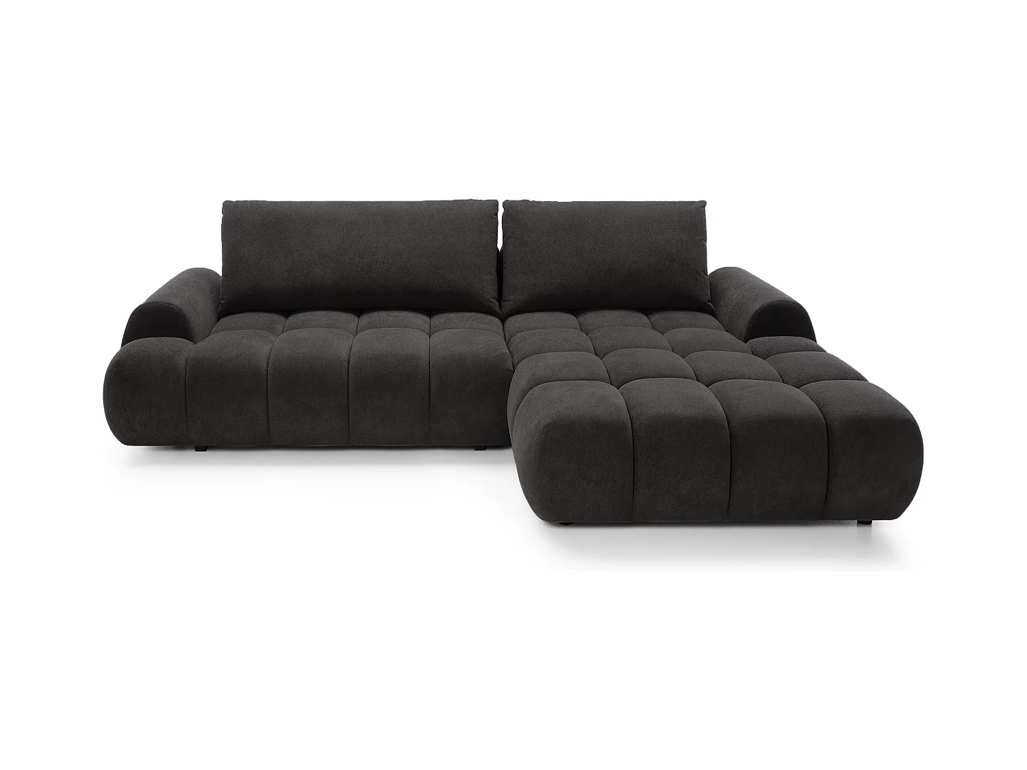 Emporius Valerio Canapé d'angle 280 cm - Canapé Convertible, Droite - Velours Noir (Gobi 18)