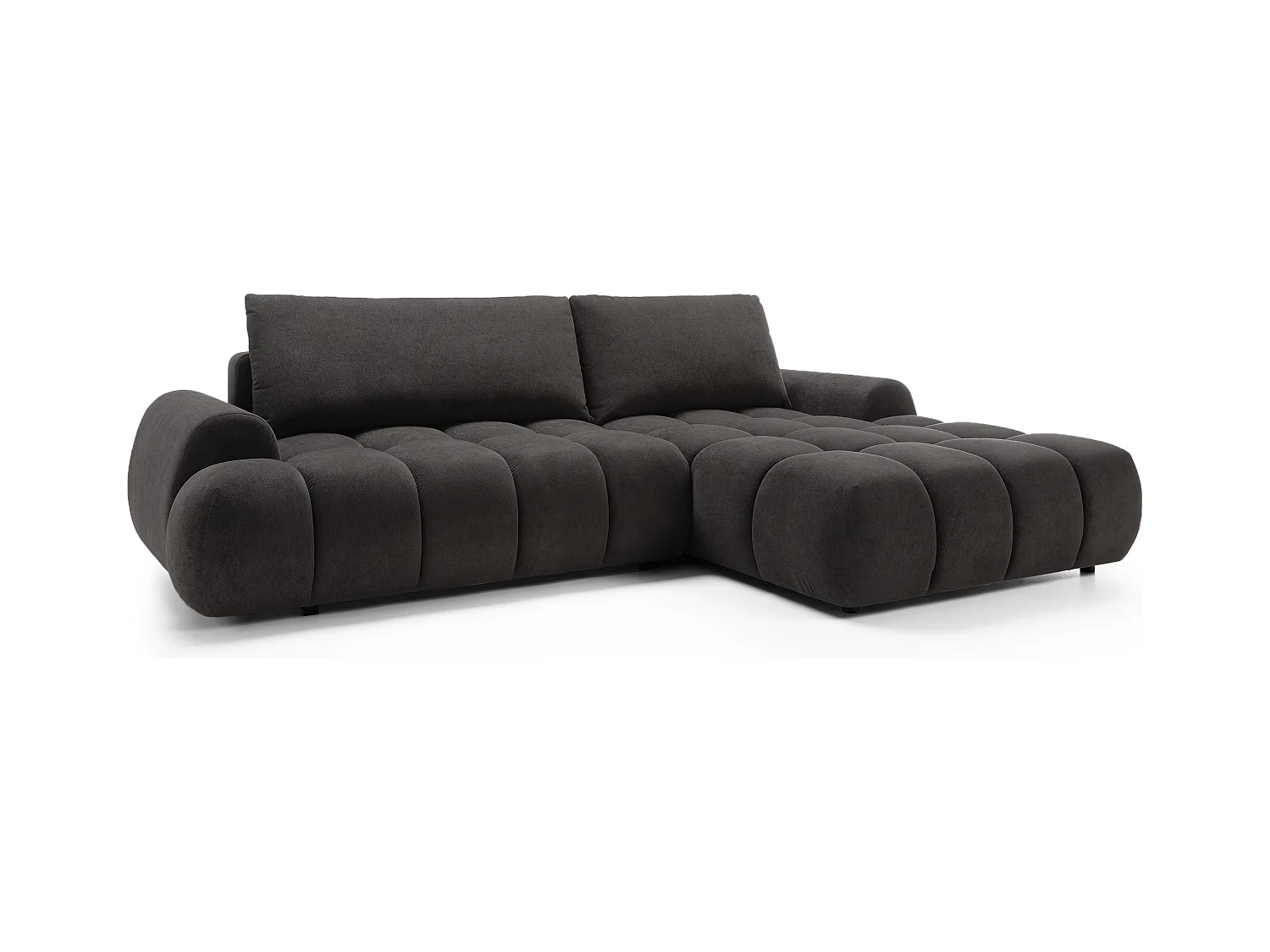 Emporius Valerio Canapé d'angle 280 cm - Canapé Convertible, Droite - Velours Noir (Gobi 18)