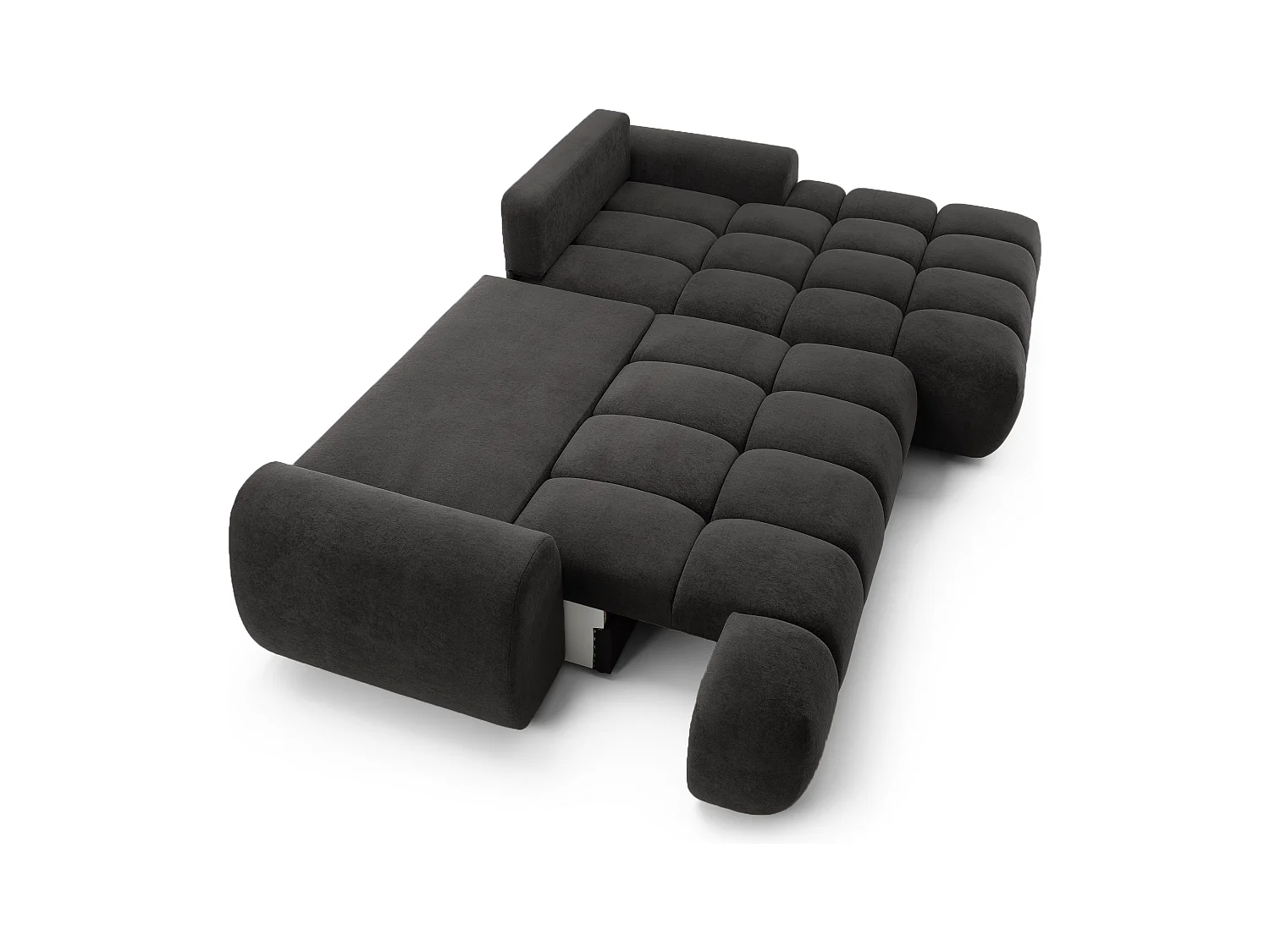 Emporius Valerio Canapé d'angle 280 cm - Canapé Convertible, Droite - Velours Noir (Gobi 18)