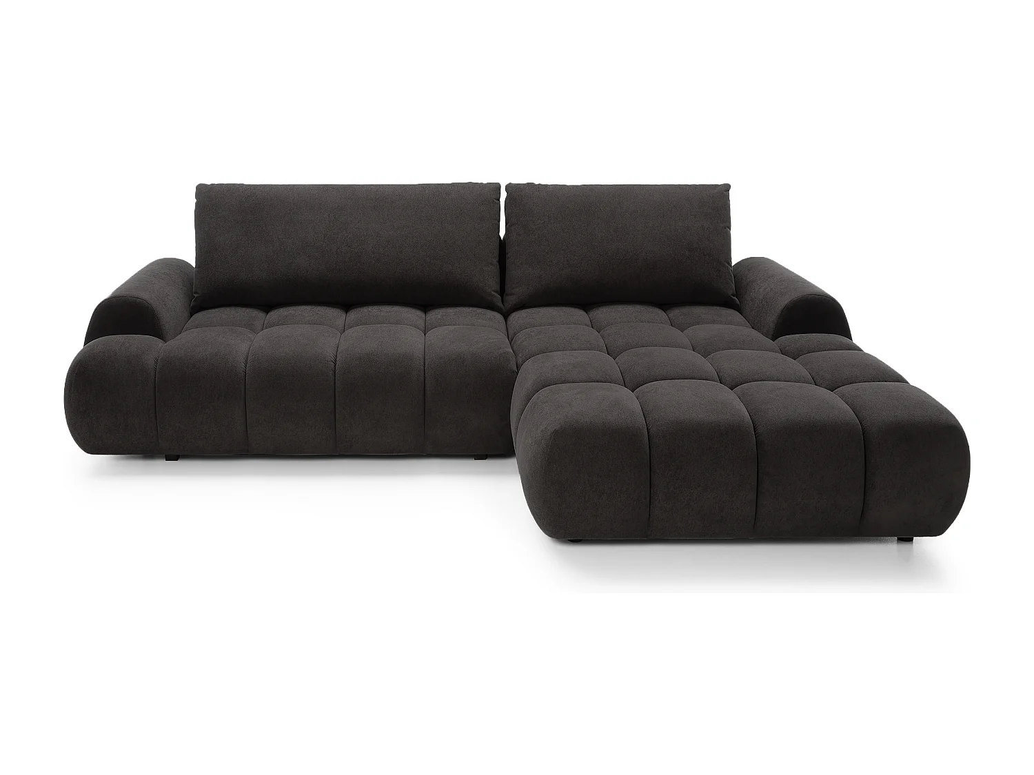 Emporius Valerio Canapé d'angle 280 cm - Canapé Convertible, Droite - Velours Noir (Gobi 18)