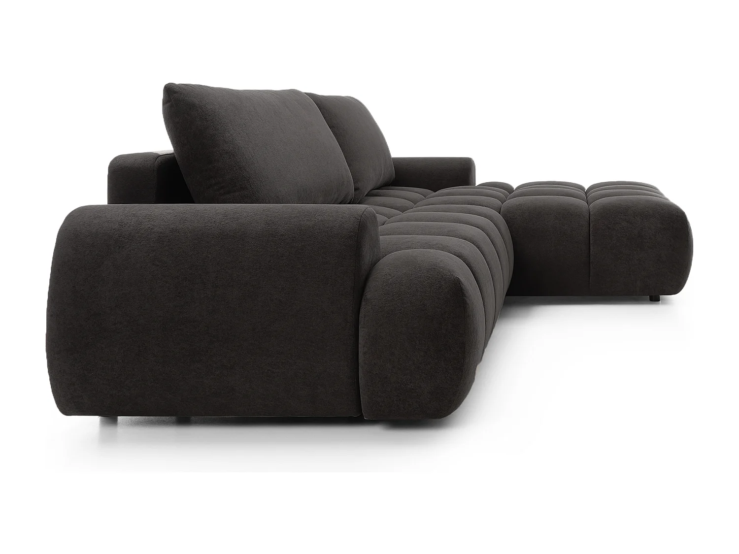 Emporius Valerio Canapé d'angle 280 cm - Canapé Convertible, Droite - Velours Noir (Gobi 18)