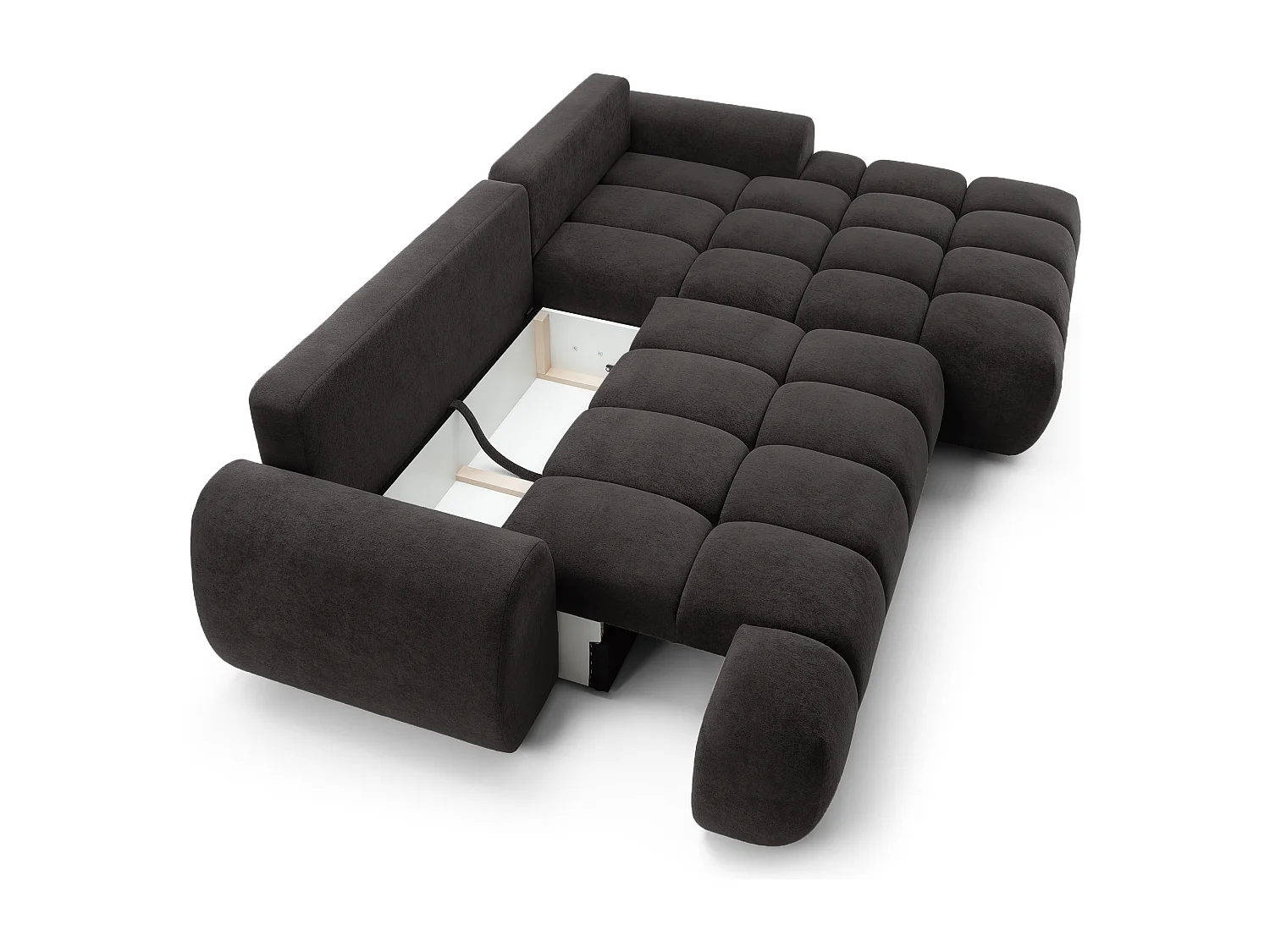 Emporius Valerio Canapé d'angle 280 cm - Canapé Convertible, Droite - Velours Noir (Gobi 18)