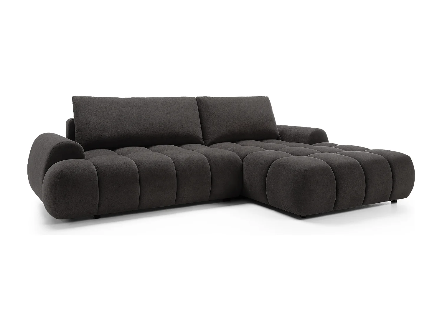 Emporius Valerio Canapé d'angle 280 cm - Canapé Convertible, Droite - Velours Noir (Gobi 18)
