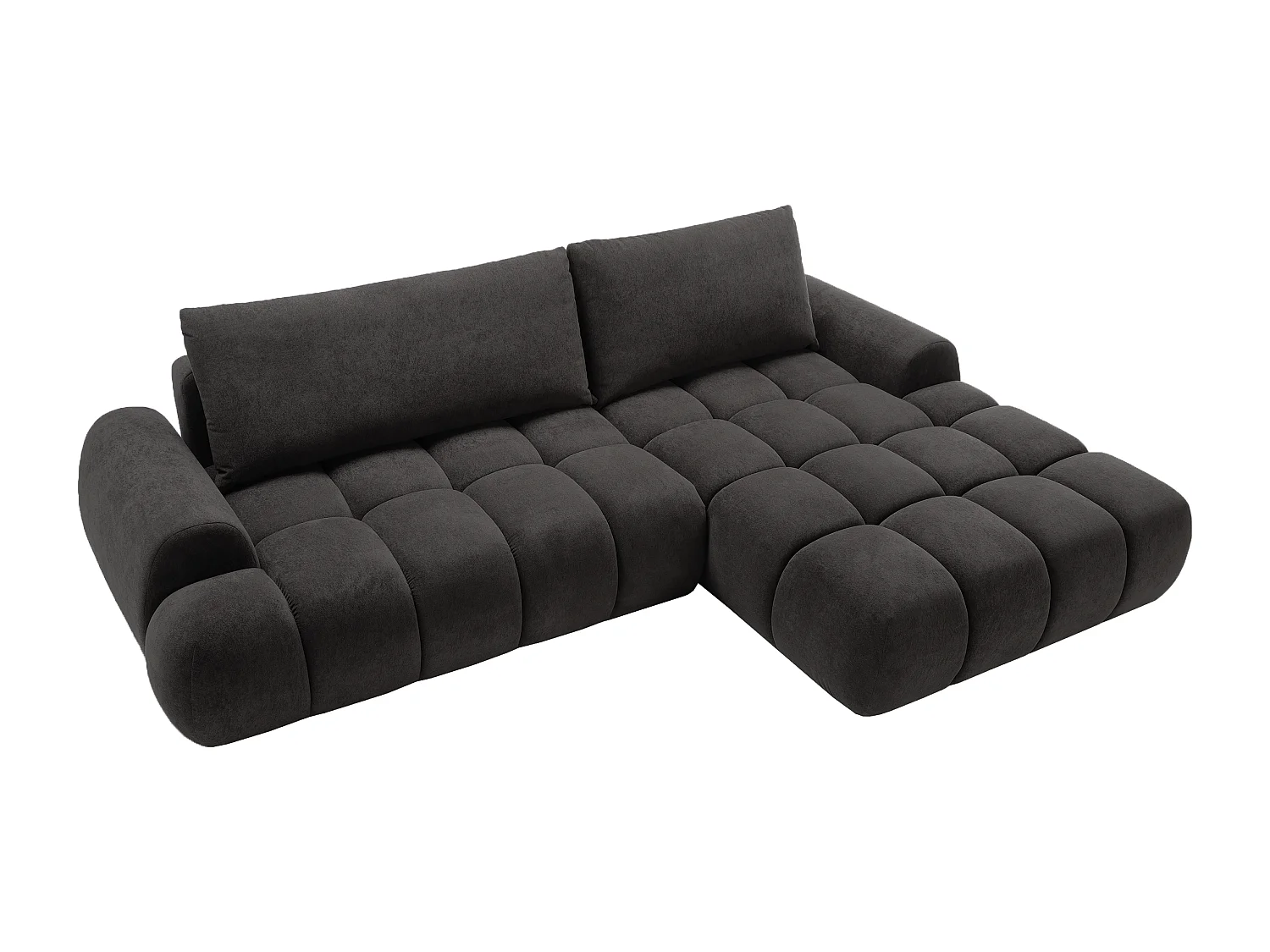 Emporius Valerio Canapé d'angle 280 cm - Canapé Convertible, Droite - Velours Noir (Gobi 18)
