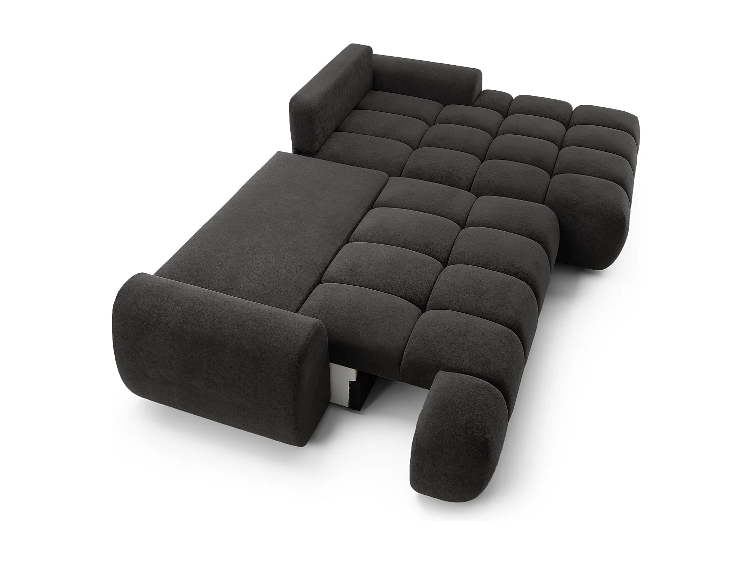 Emporius Valerio Canapé d'angle 280 cm - Canapé Convertible, Droite - Velours Noir (Gobi 18)