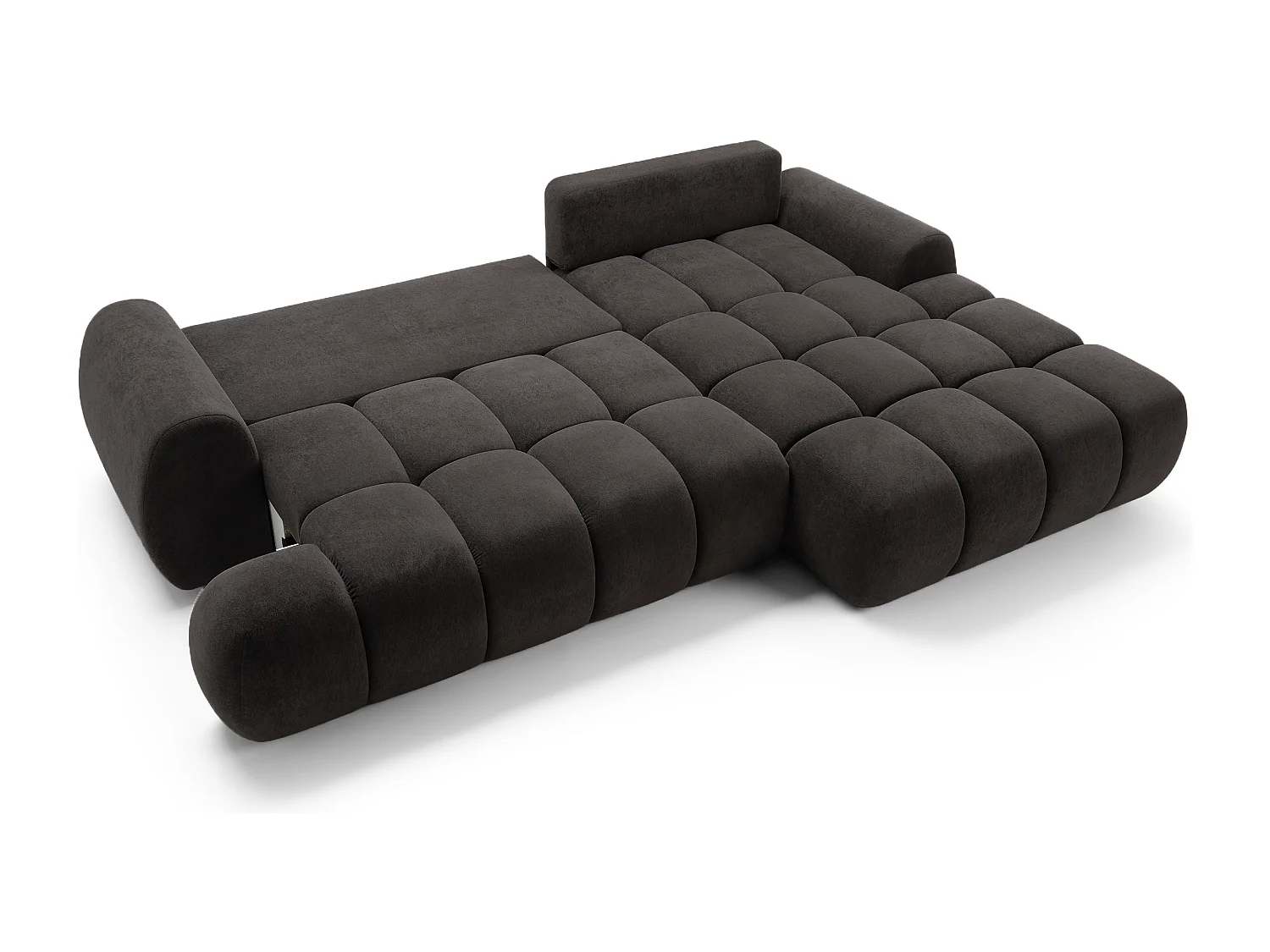 Emporius Valerio Canapé d'angle 280 cm - Canapé Convertible, Droite - Velours Noir (Gobi 18)