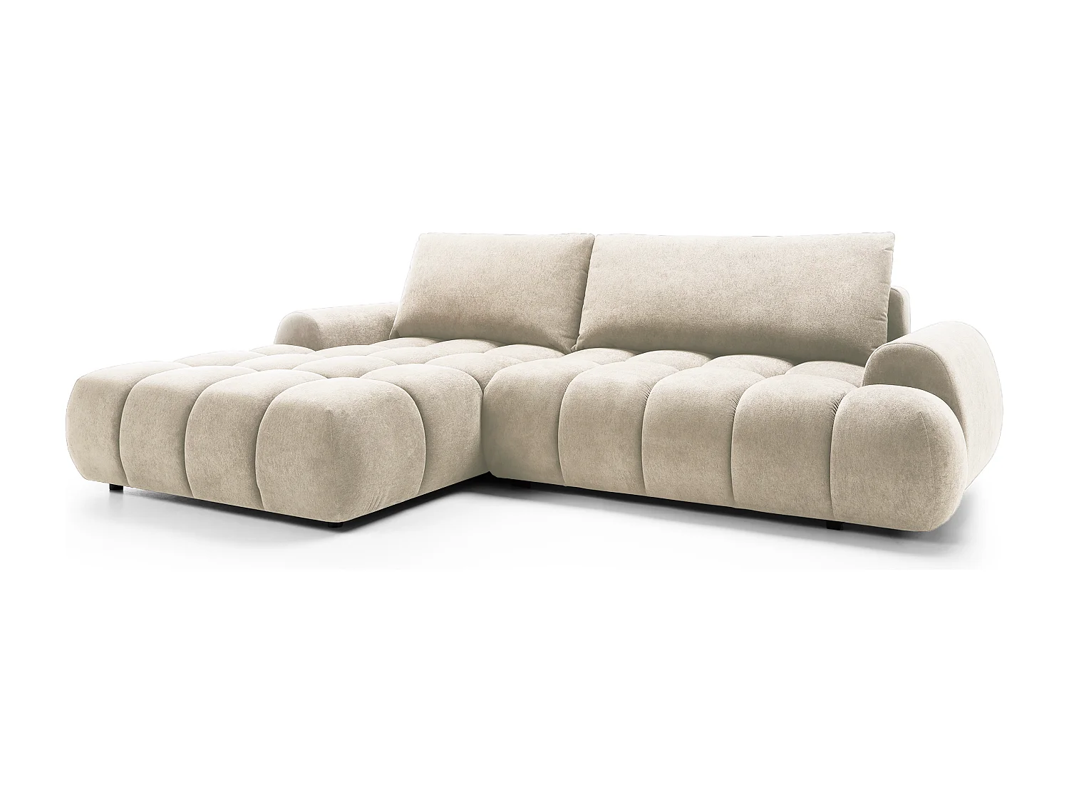 Emporius Valerio Canapé d'angle 280 cm - Canapé Convertible, Gauche - Velours Crème (Gobi 1)