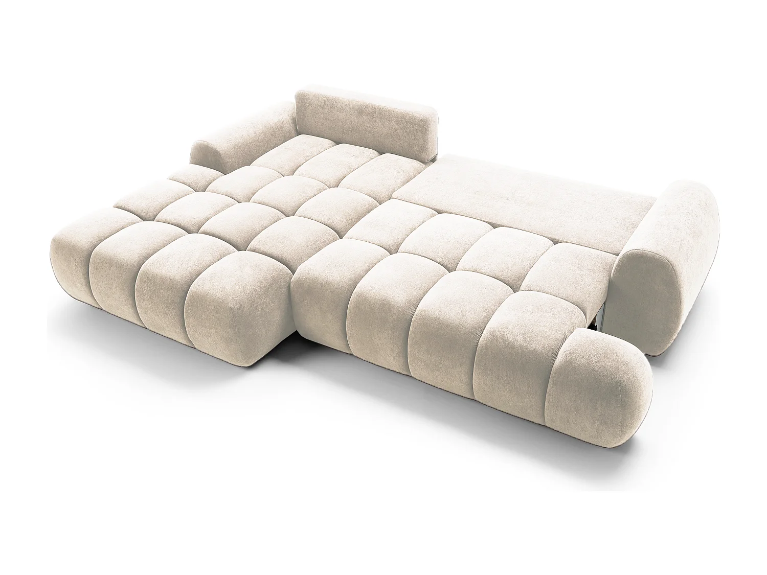 Emporius Valerio Canapé d'angle 280 cm - Canapé Convertible, Gauche - Velours Crème (Gobi 1)