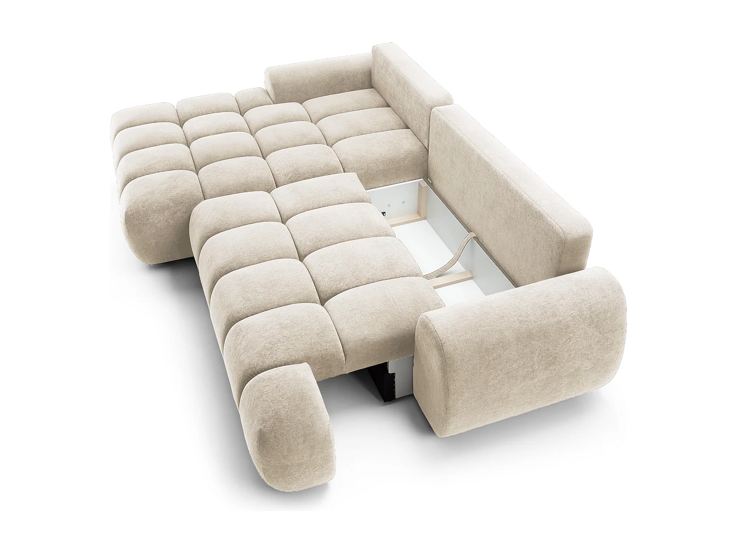 Emporius Valerio Canapé d'angle 280 cm - Canapé Convertible, Gauche - Velours Crème (Gobi 1)