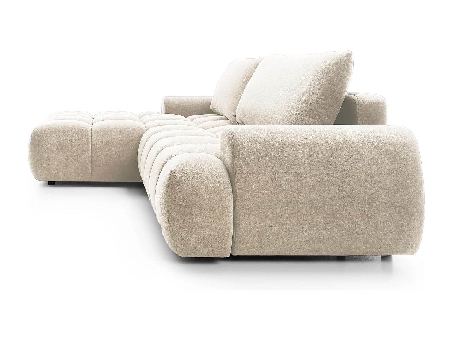 Emporius Valerio Ecksofa 280 cm - Schlafsofa mit Bettkasten, Links - Samt Creme (Gobi 1)