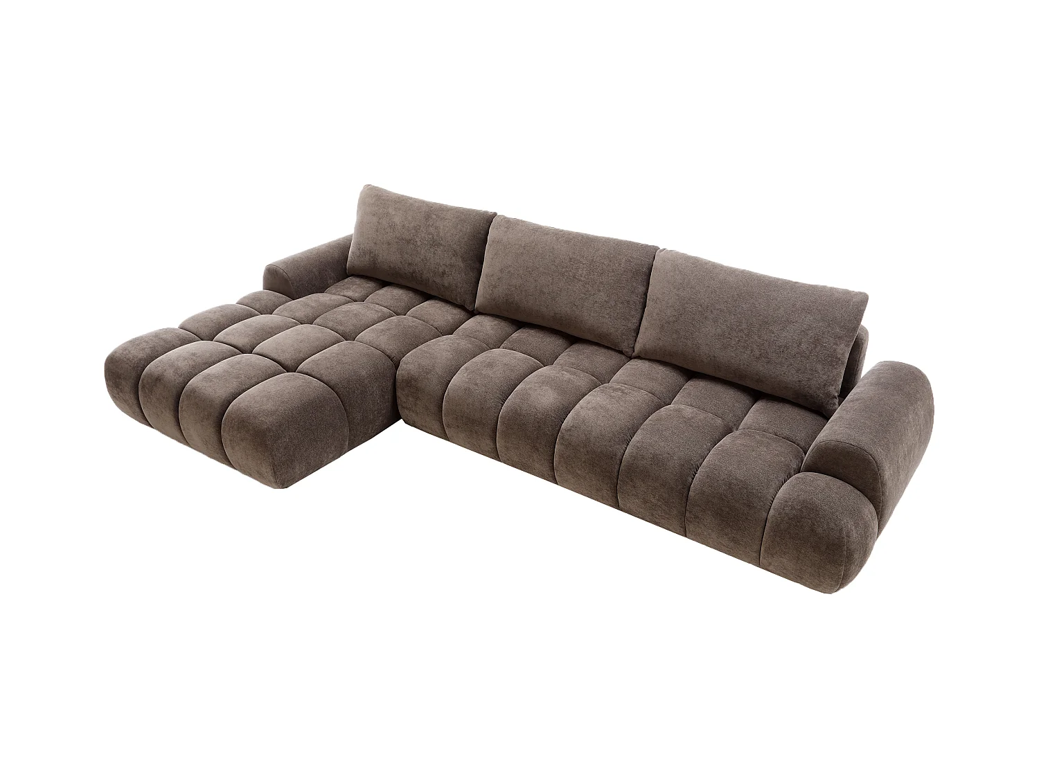Emporius Valerio Canapé d'angle Convertible - Canapé 340 cm, Gauche - Velours Brun (Ditra New 29)