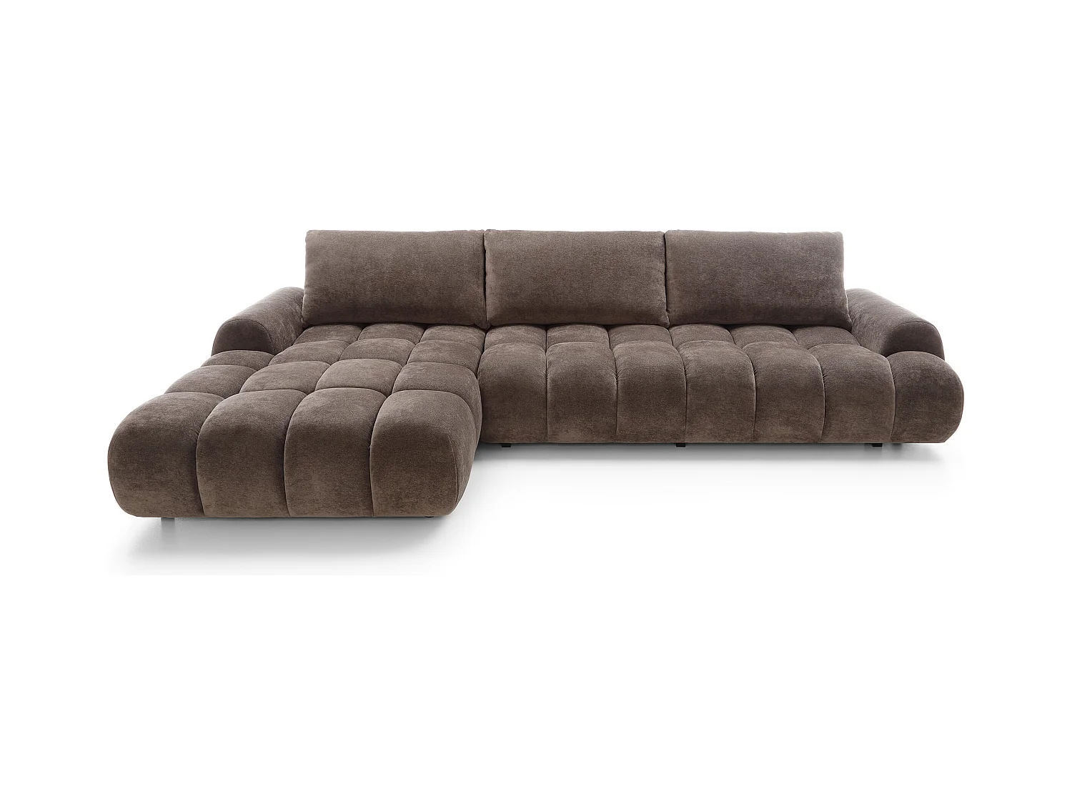 Emporius Valerio Canapé d'angle Convertible - Canapé 340 cm, Gauche - Velours Brun (Ditra New 29)