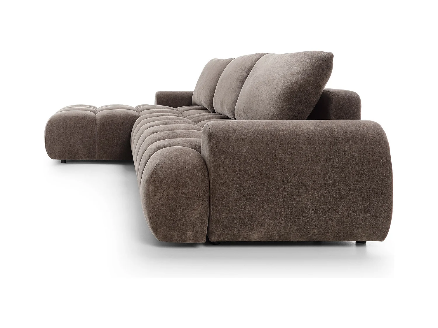 Emporius Valerio Canapé d'angle Convertible - Canapé 340 cm, Gauche - Velours Brun (Ditra New 29)