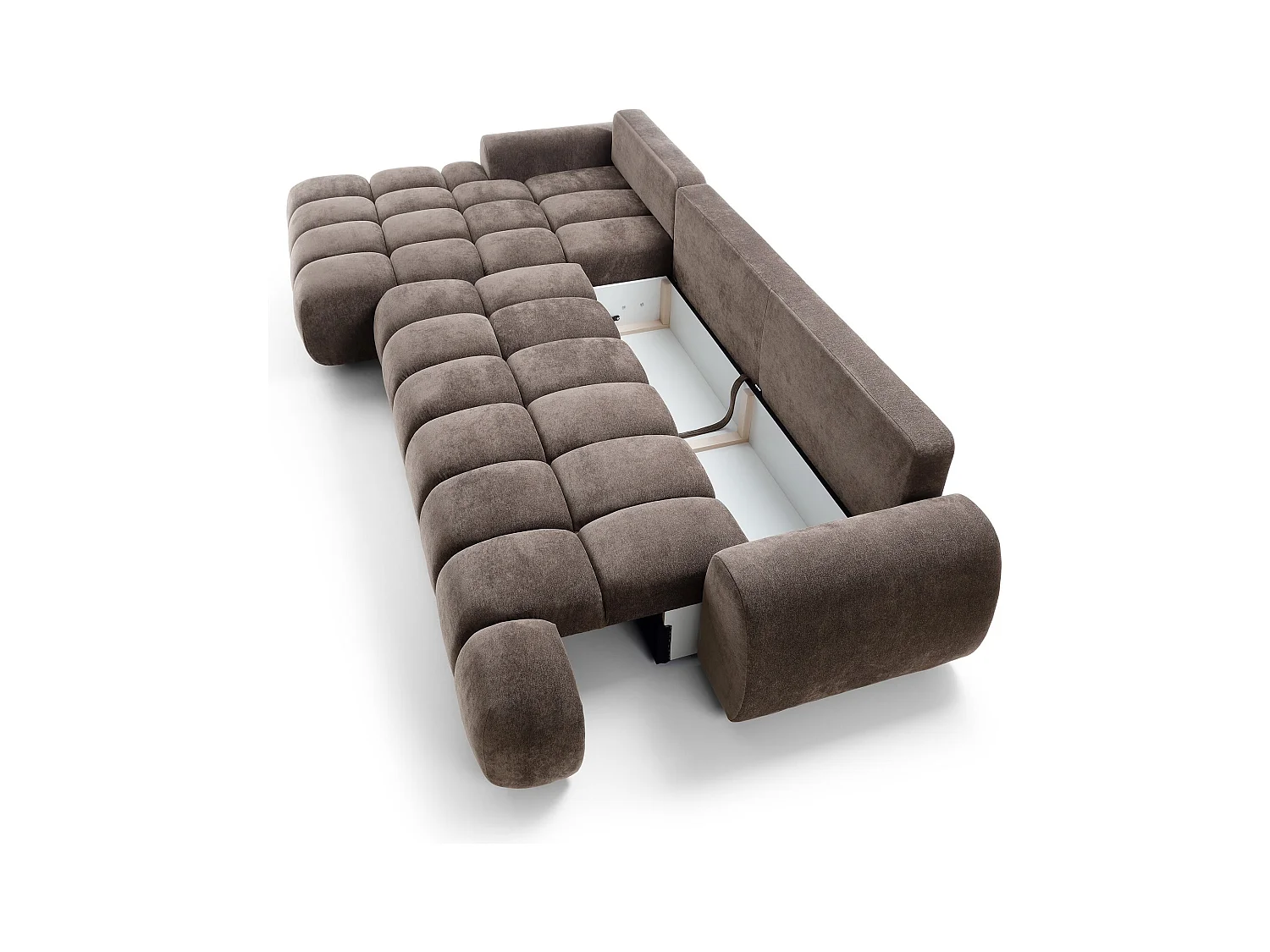 Emporius Valerio Canapé d'angle Convertible - Canapé 340 cm, Gauche - Velours Brun (Ditra New 29)