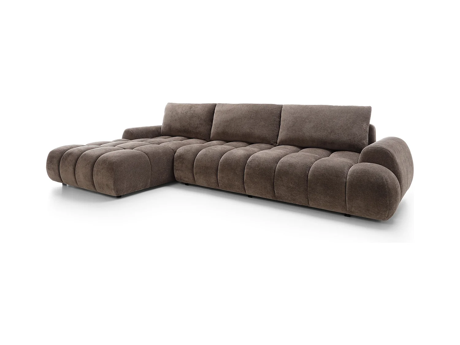 Emporius Valerio Canapé d'angle Convertible - Canapé 340 cm, Gauche - Velours Brun (Ditra New 29)