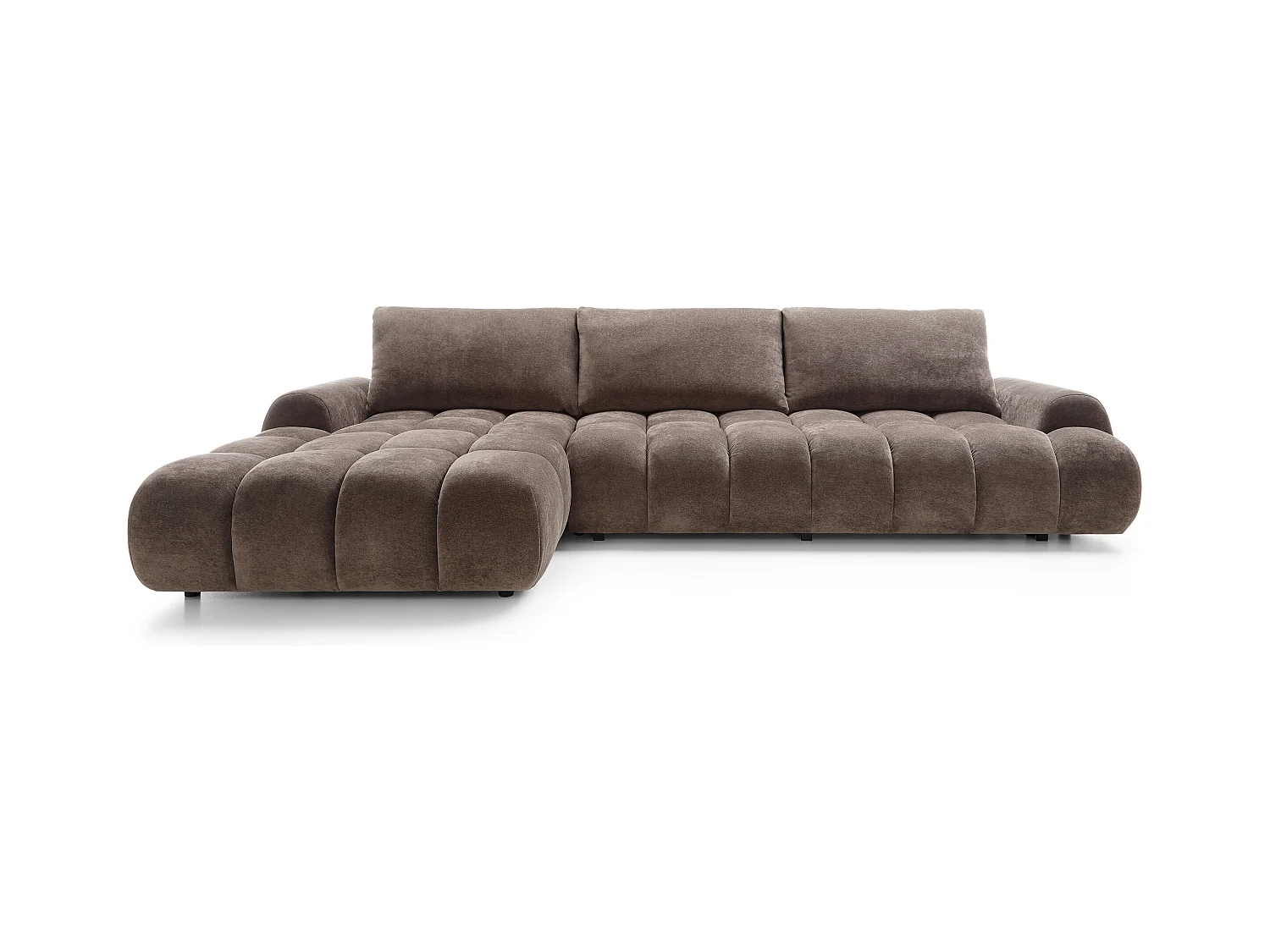Emporius Valerio Canapé d'angle Convertible - Canapé 340 cm, Gauche - Velours Brun (Ditra New 29)