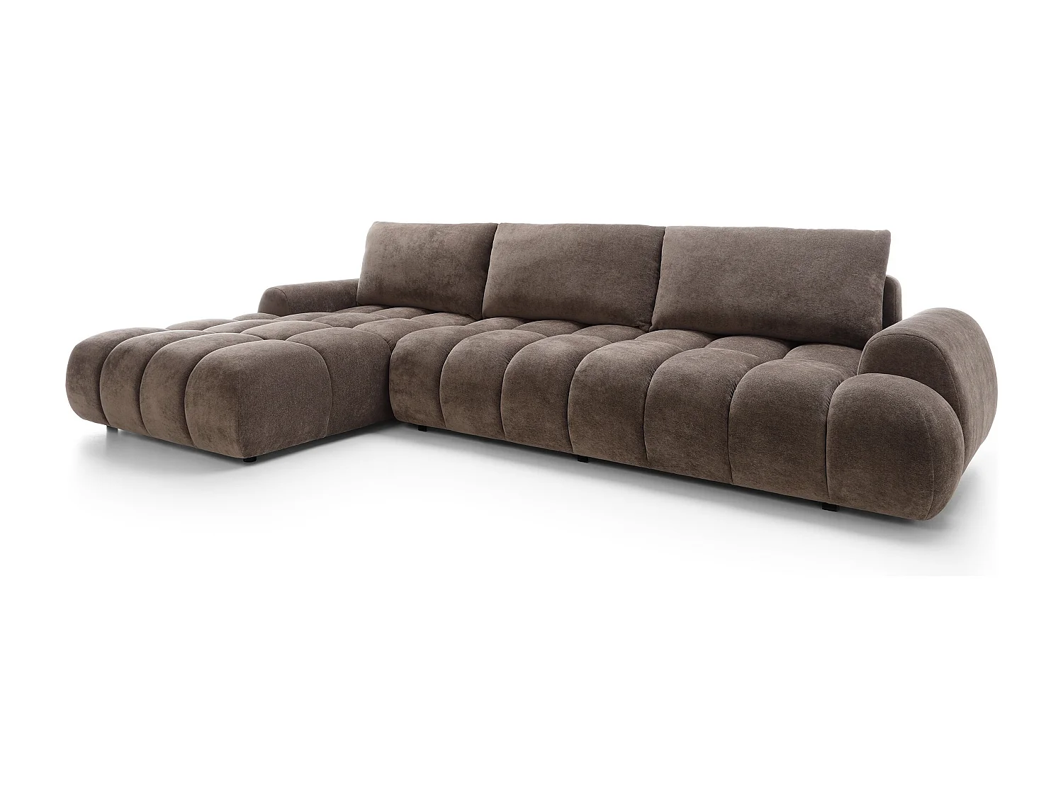 Emporius Valerio Hoekbank met bedlade - Slaapbank 340 cm , links - bruin (Ditra New 29)