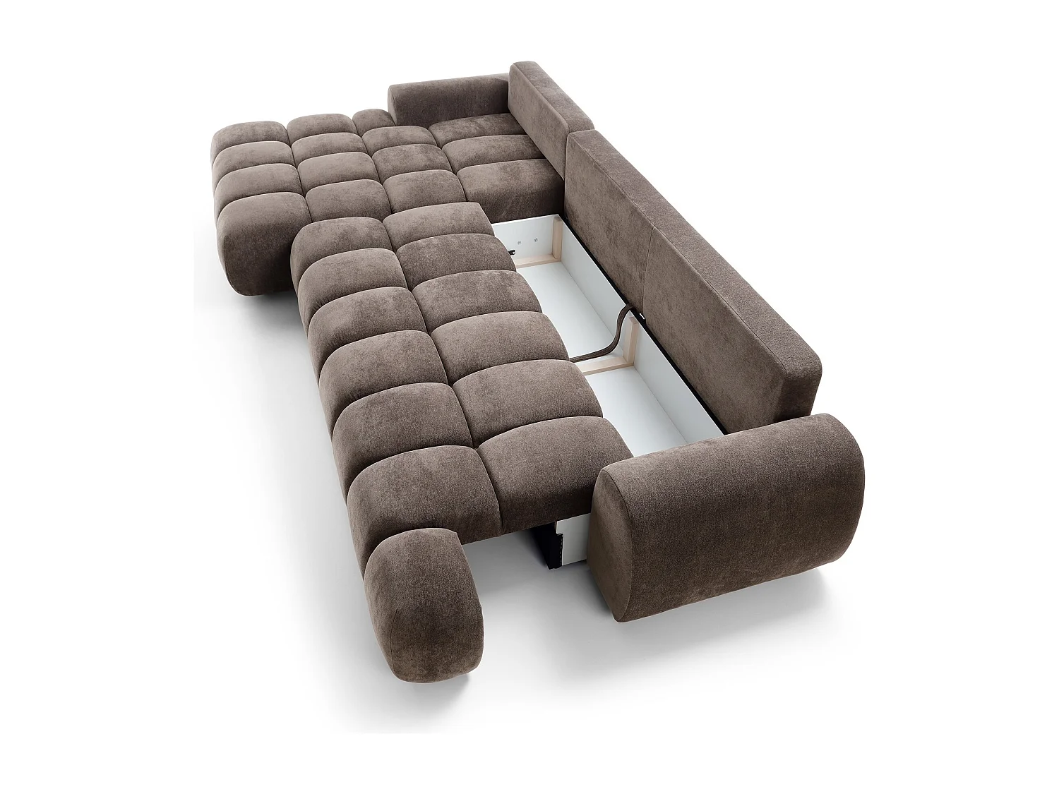 Emporius Valerio Hoekbank met bedlade - Slaapbank 340 cm , links - bruin (Ditra New 29)