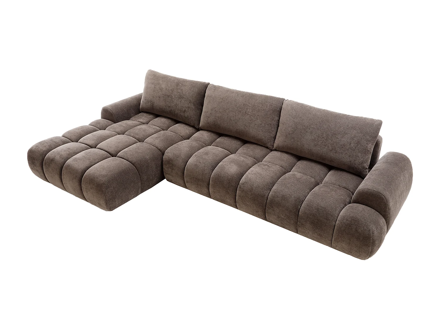 Emporius Valerio Canapé d'angle Convertible - Canapé 340 cm, Gauche - Velours Brun (Ditra New 29)