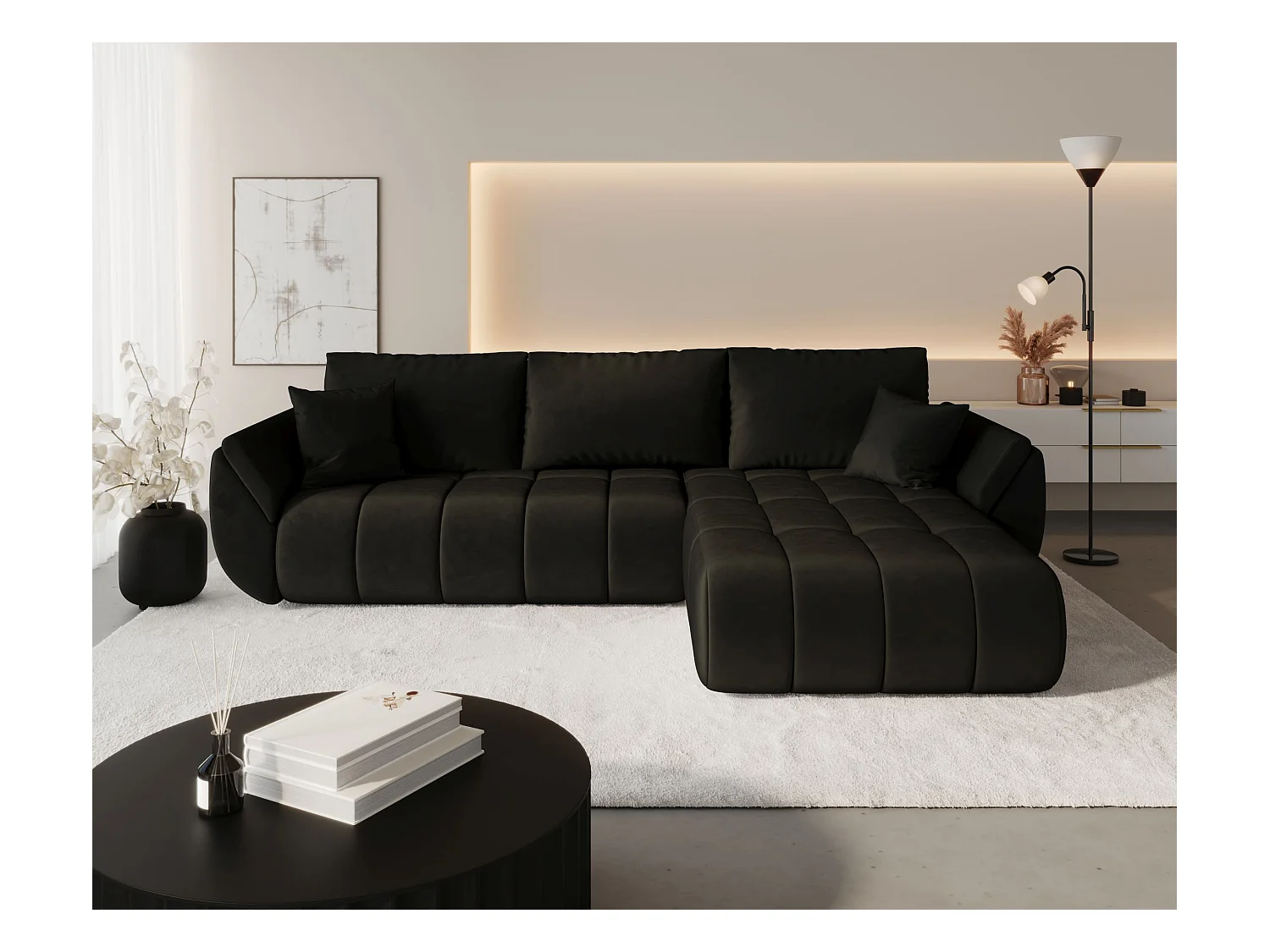 BEDANTE Ecksofa mit Schlaffunktion TOKYO PREMIUM R Monolith 95 Rechts