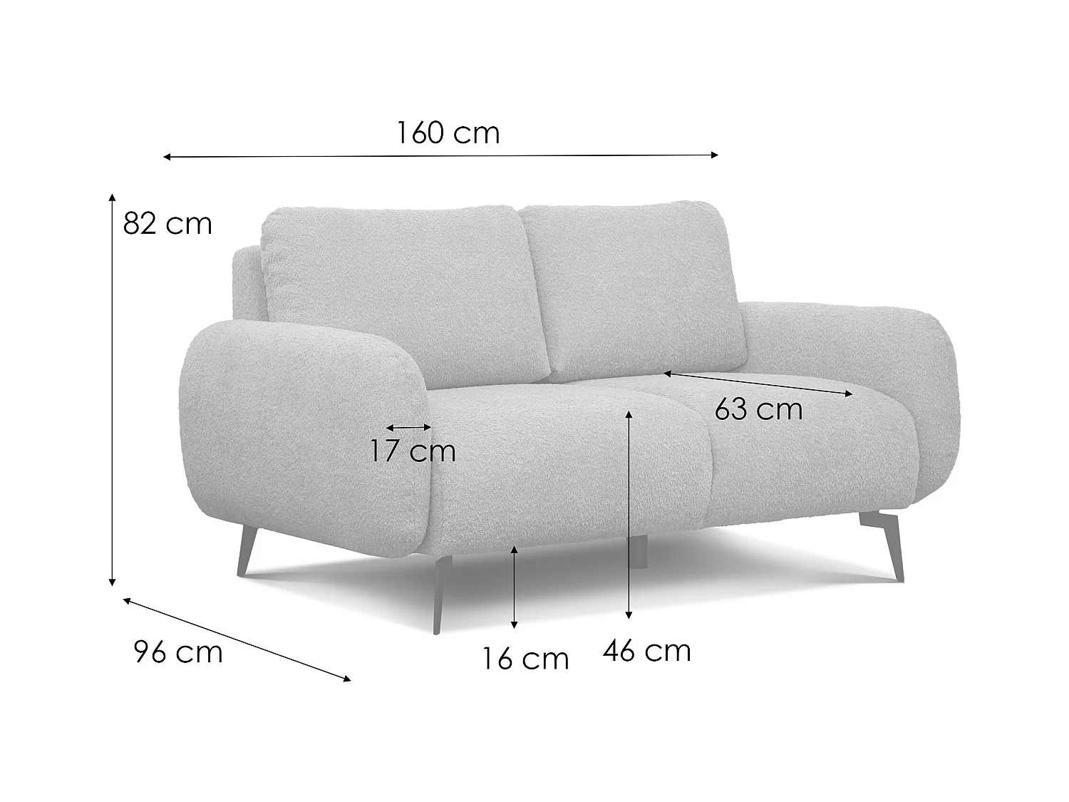 CANAPE FEBE 2 places, bleu marine