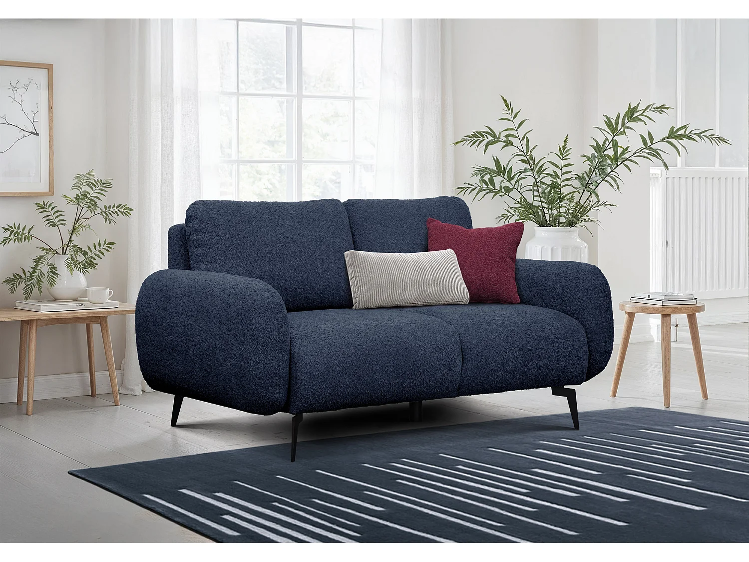 CANAPE FEBE 2 places, bleu marine