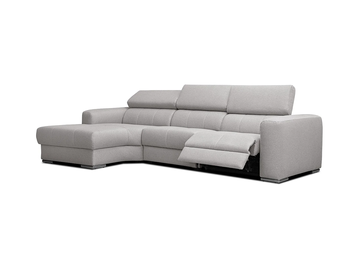KARO 4-Sitzer-Ecksofa, 1 Relax, verstellbare Kopfstützen, grau