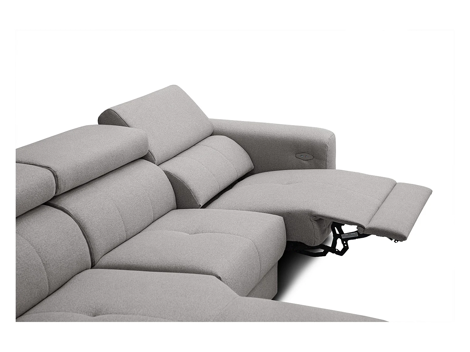 KARO 4-Sitzer-Ecksofa, 1 Relax, verstellbare Kopfstützen, grau