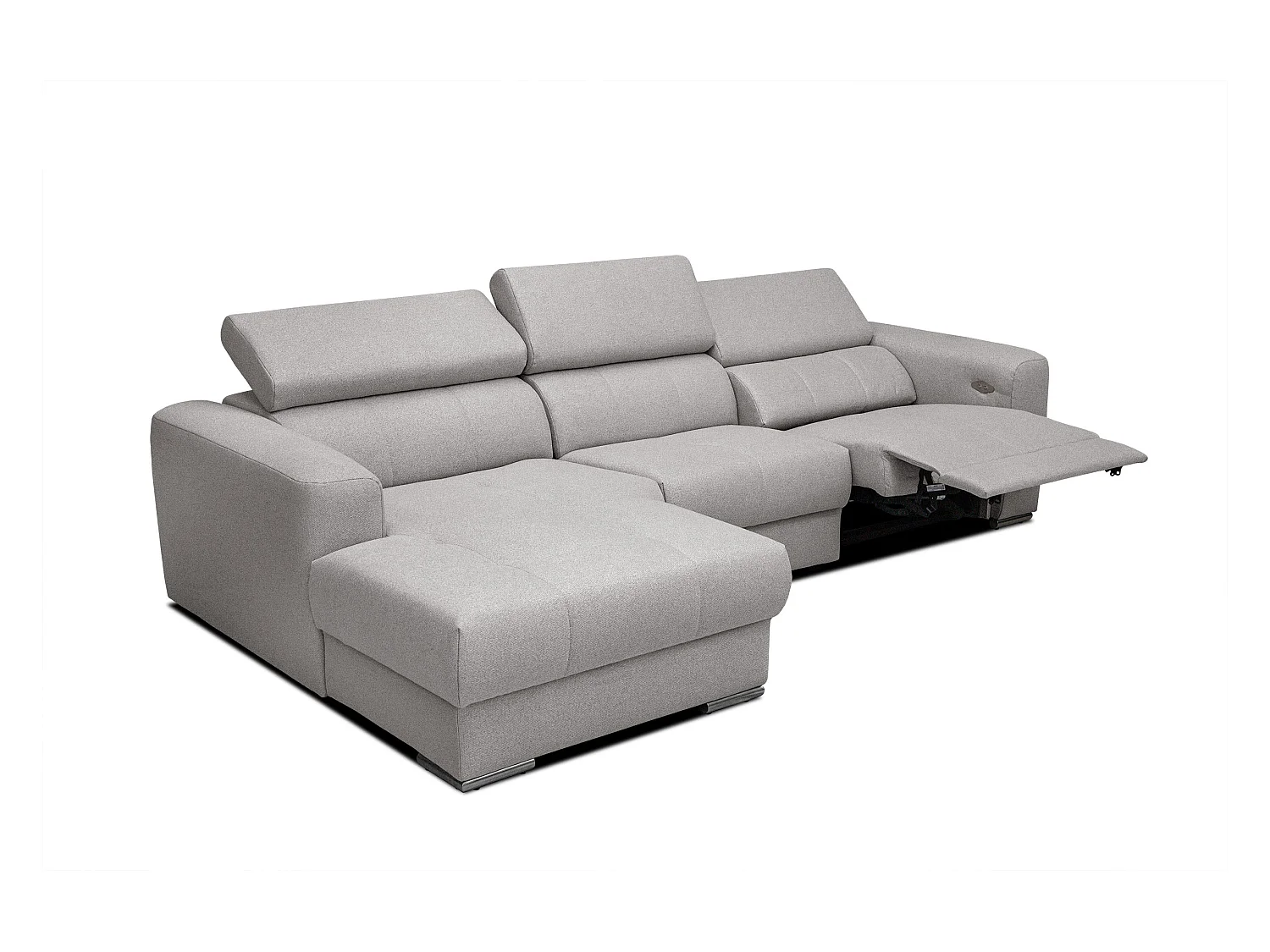 KARO 4-Sitzer-Ecksofa, 1 Relax, verstellbare Kopfstützen, grau