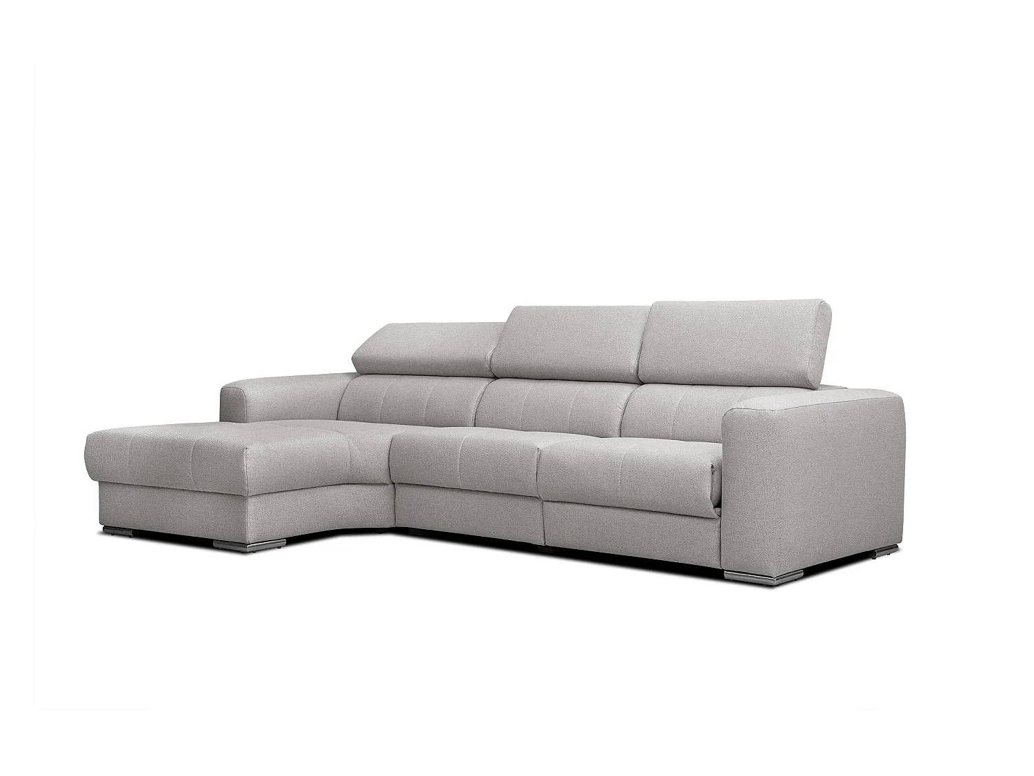 KARO 4-Sitzer-Ecksofa, 1 Relax, verstellbare Kopfstützen, grau