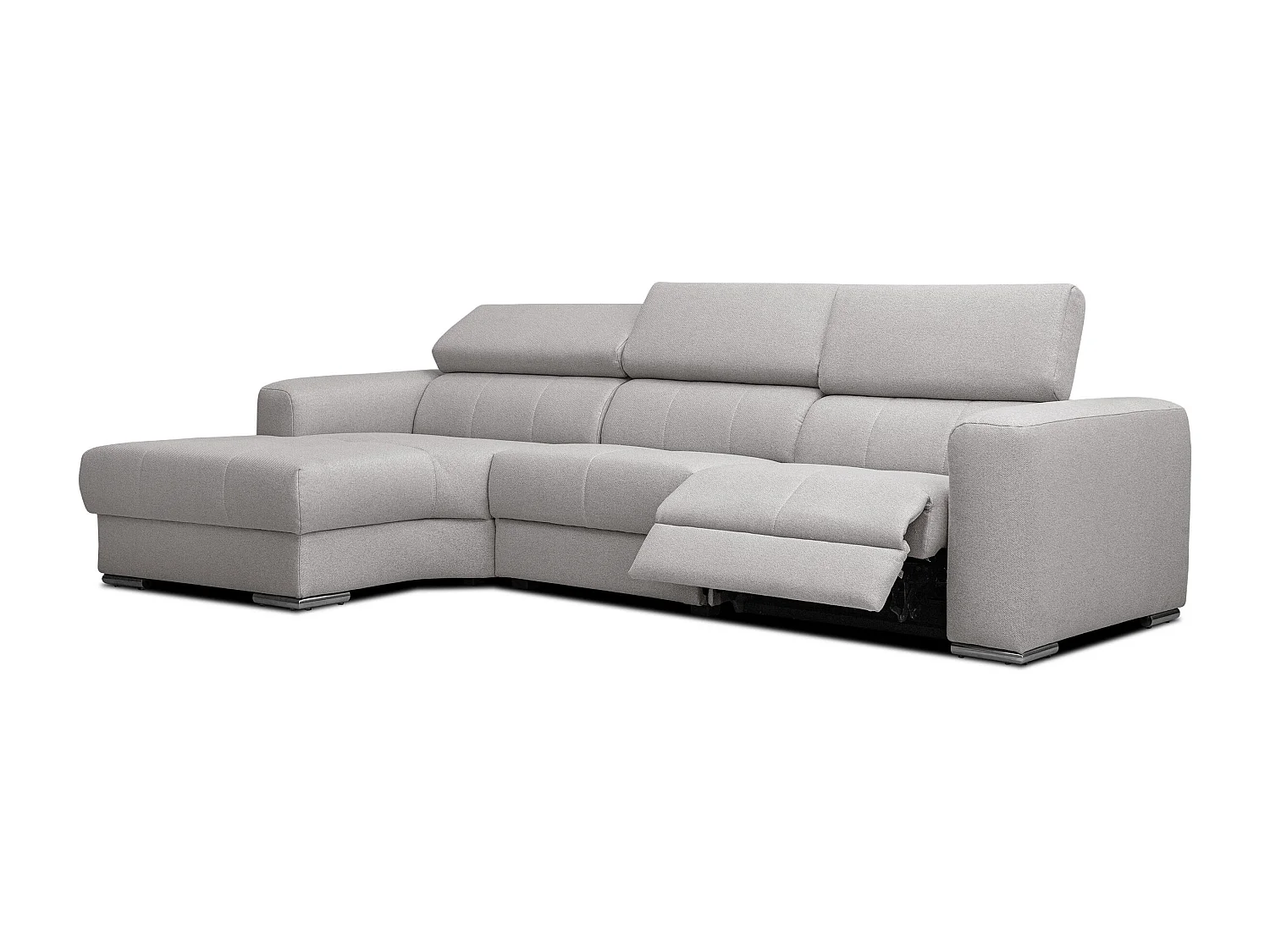 KARO 4-Sitzer-Ecksofa, 1 Relax, verstellbare Kopfstützen, grau