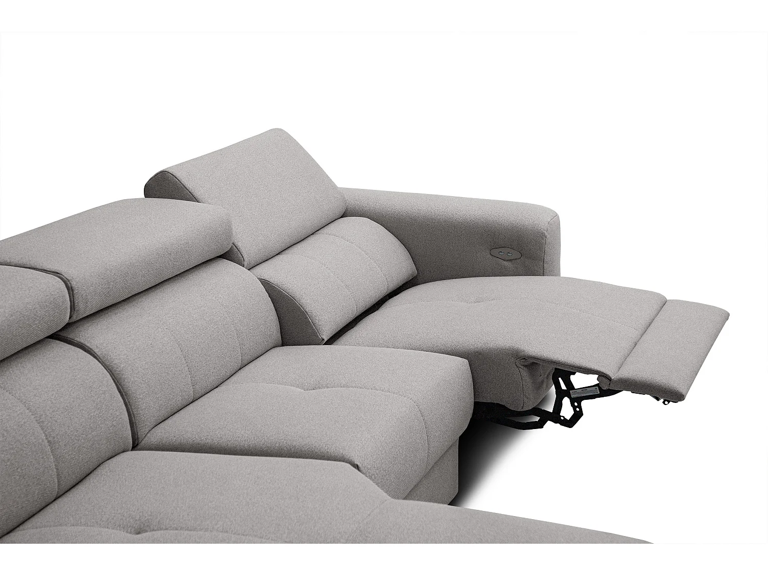 KARO 4-Sitzer-Ecksofa, 1 Relax, verstellbare Kopfstützen, grau