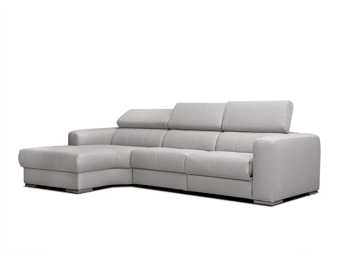 KARO 4-Sitzer-Ecksofa, 1 Relax, verstellbare Kopfstützen, grau