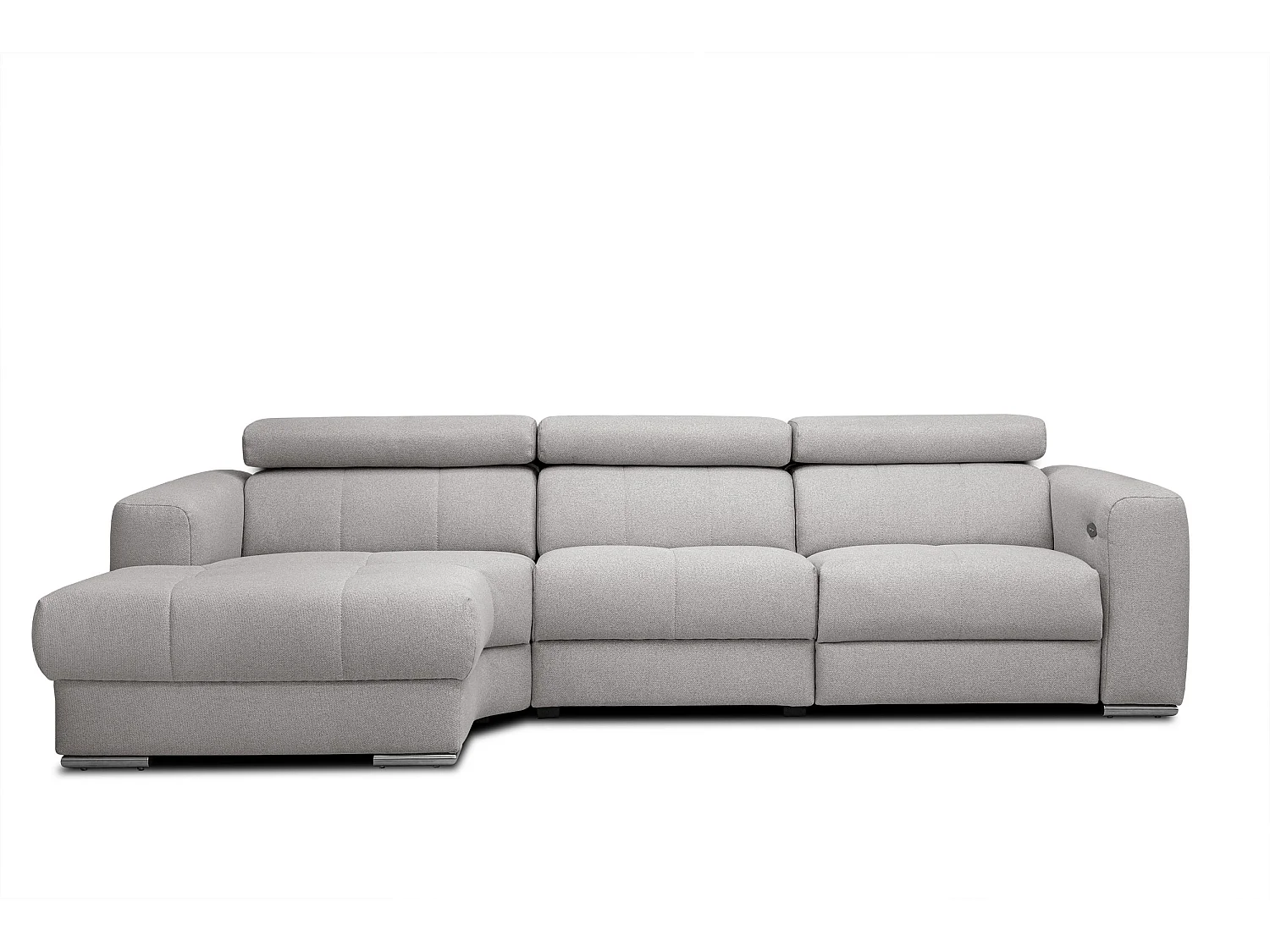 KARO 4-Sitzer-Ecksofa, 1 Relax, verstellbare Kopfstützen, grau