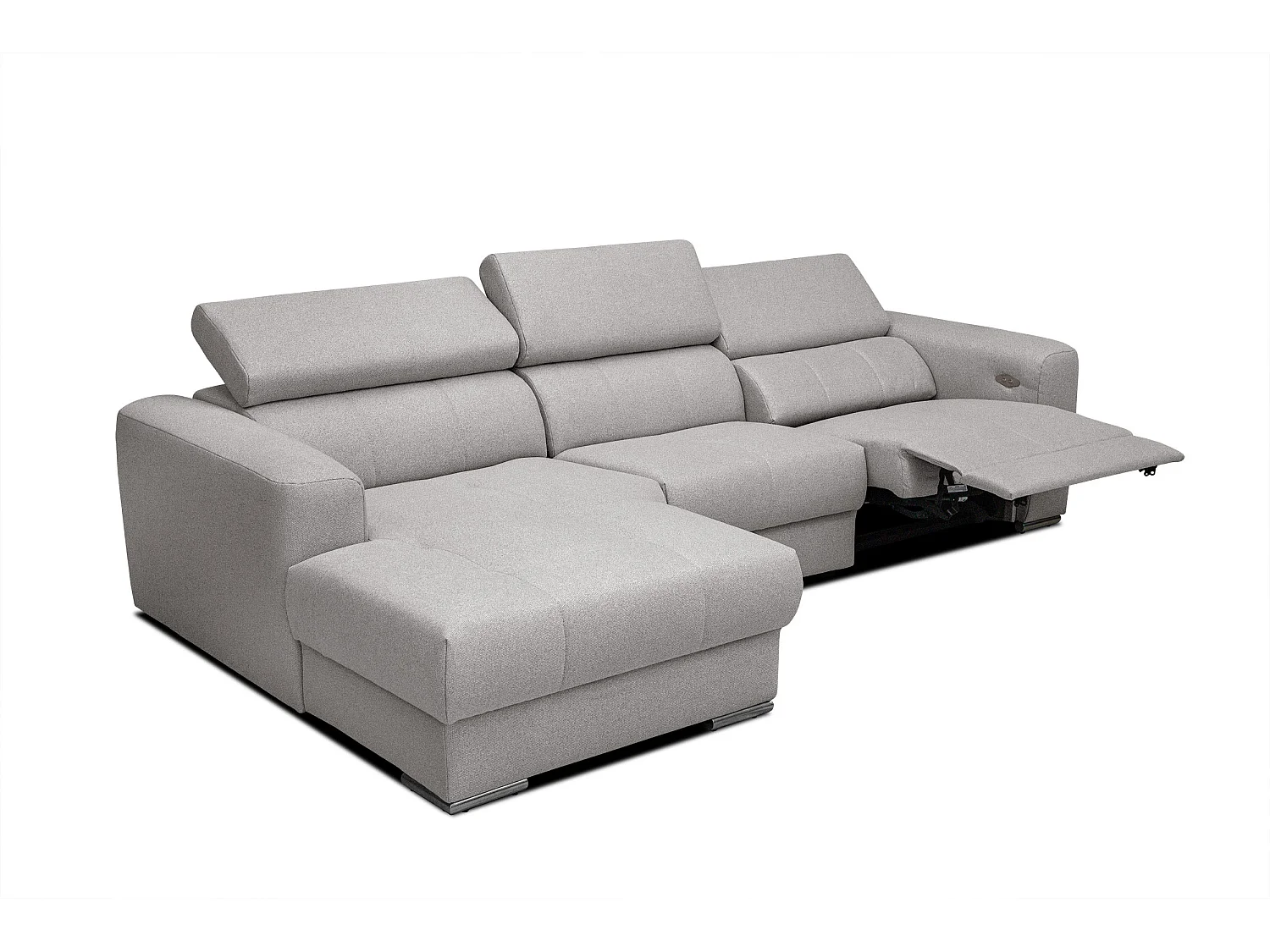 KARO 4-Sitzer-Ecksofa, 1 Relax, verstellbare Kopfstützen, grau
